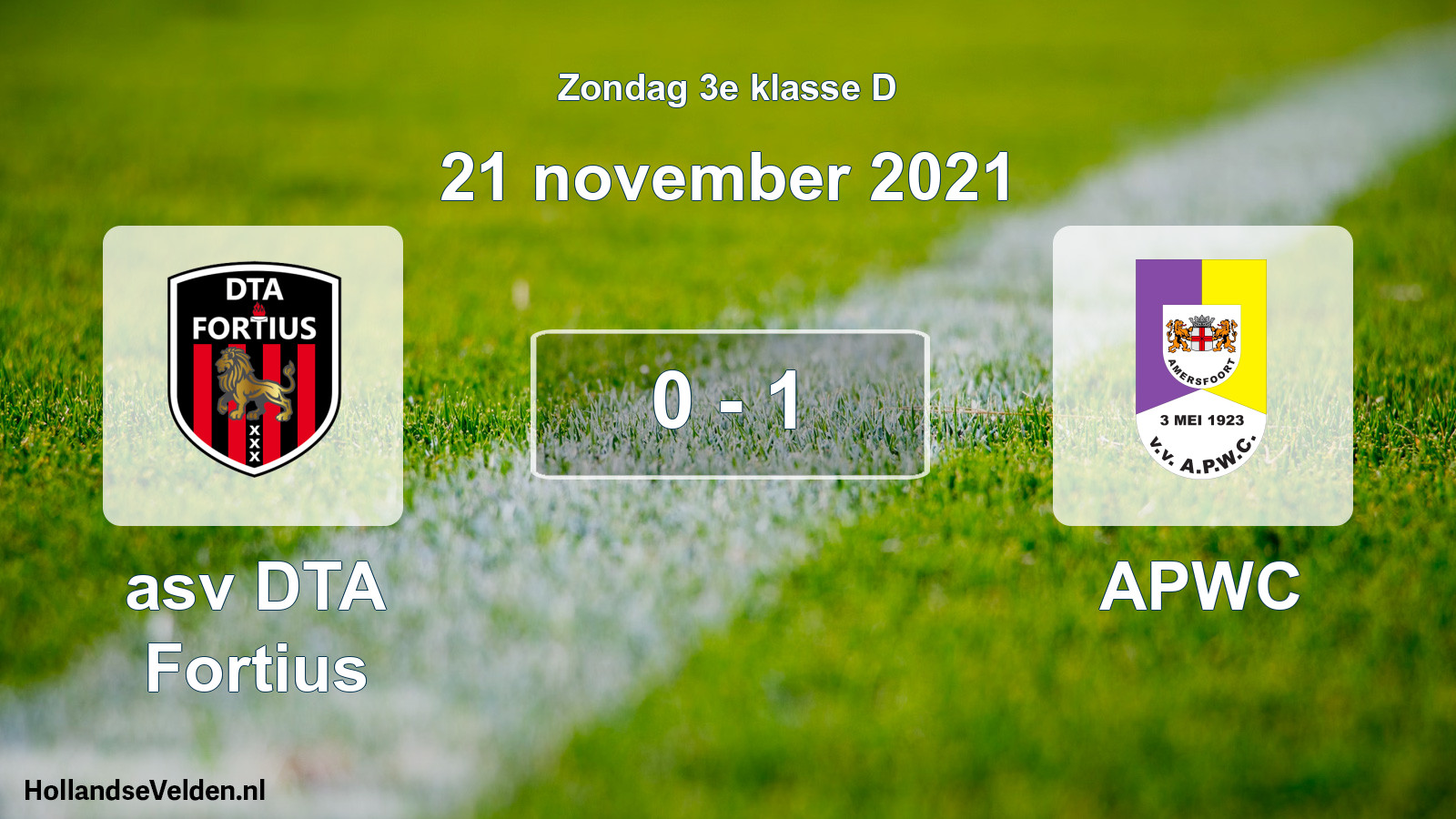 Total number of matches played: asv DTA Fortius - APWC 0 - 1 (21 November 2021)