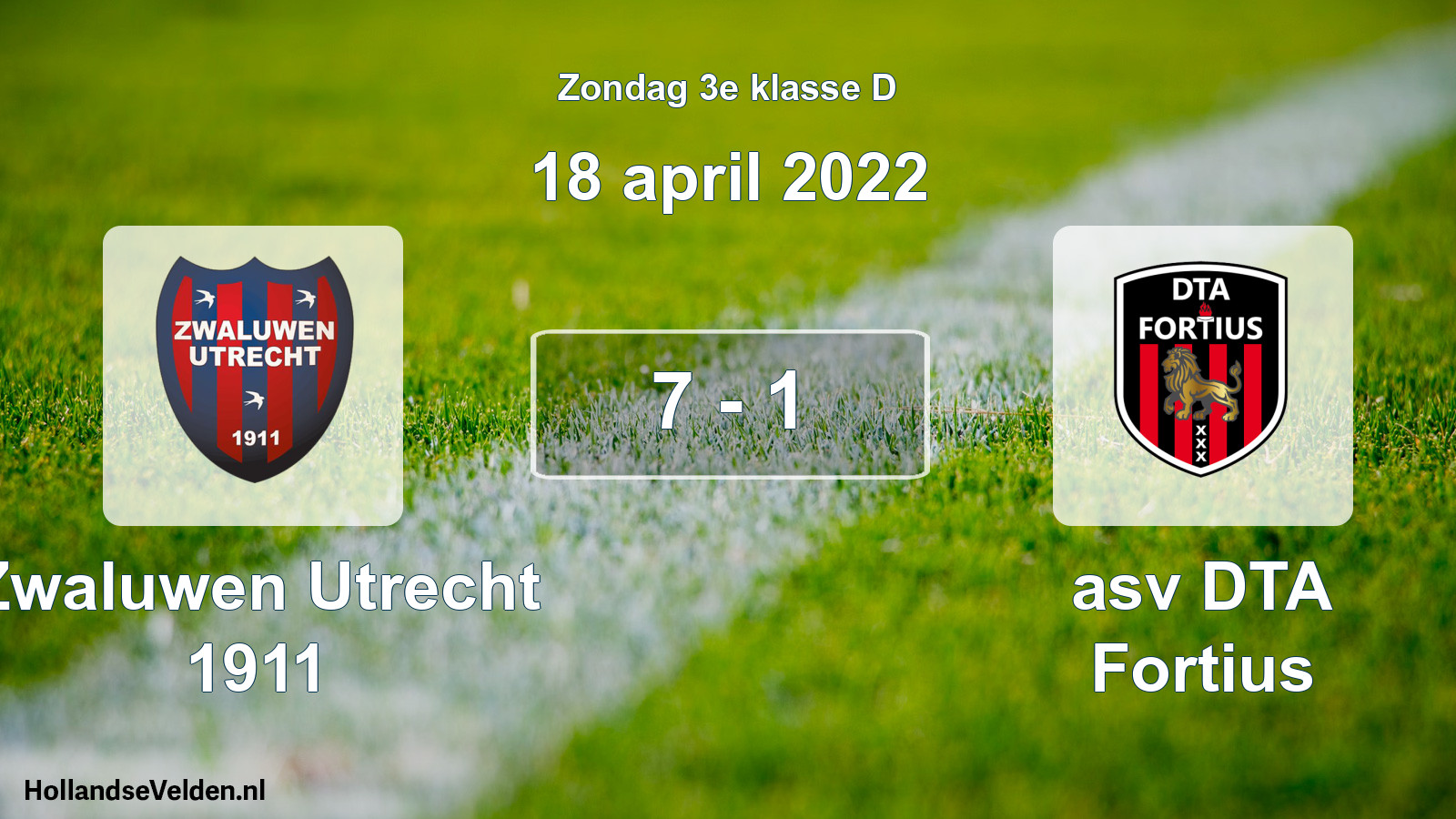 Total number of matches played: Zwaluwen Utrecht 1911 - asv DTA Fortius 7 - 1 (18 April 2022)