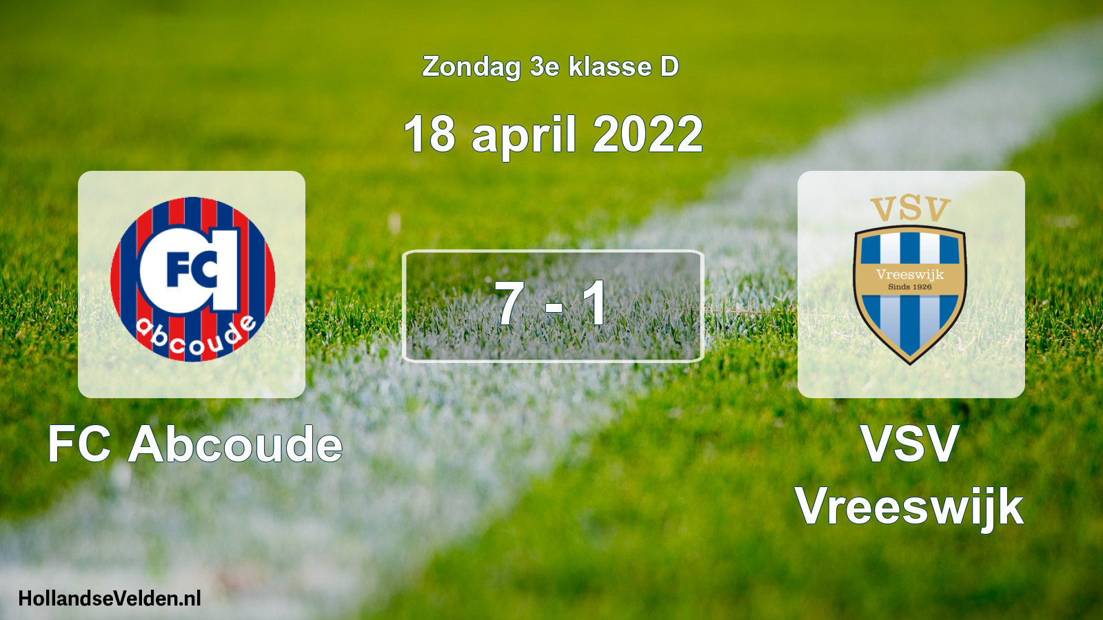Total number of matches played: FC Abcoude - VSV Vreeswijk 7 - 1 (18 April 2022)