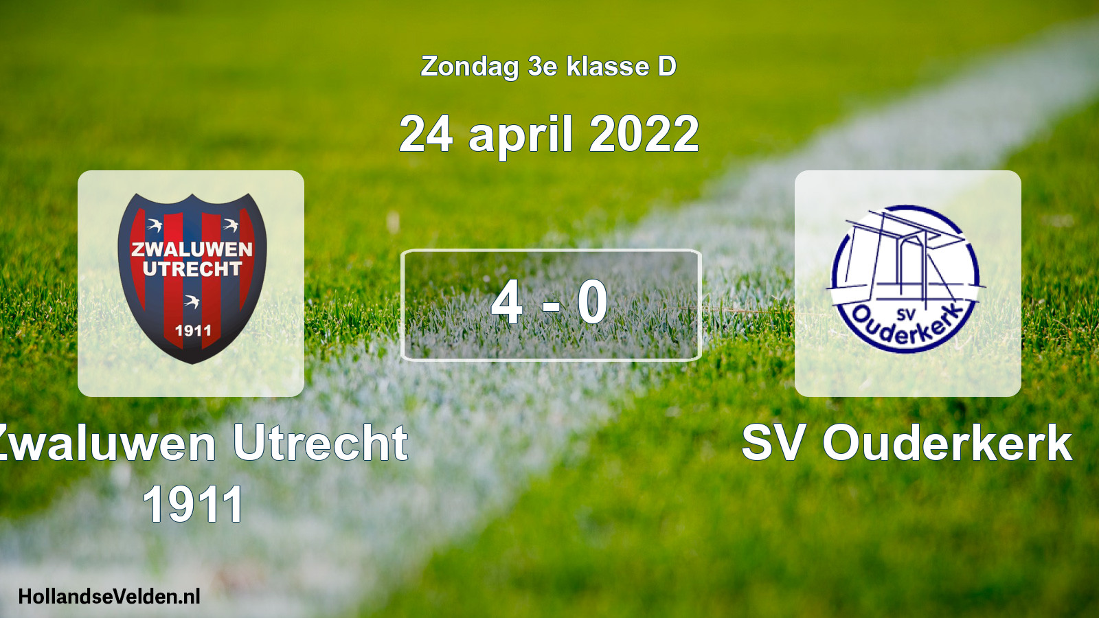 Total number of matches played: Zwaluwen Utrecht 1911 - SV Ouderkerk 4 - 0 (24 April 2022)