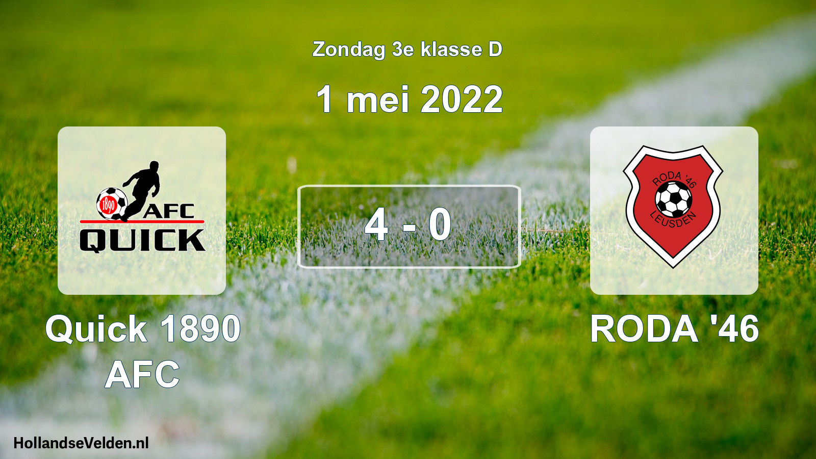 Total number of matches played: Quick 1890 AFC - RODA '46 4 - 0 (1 May 2022)