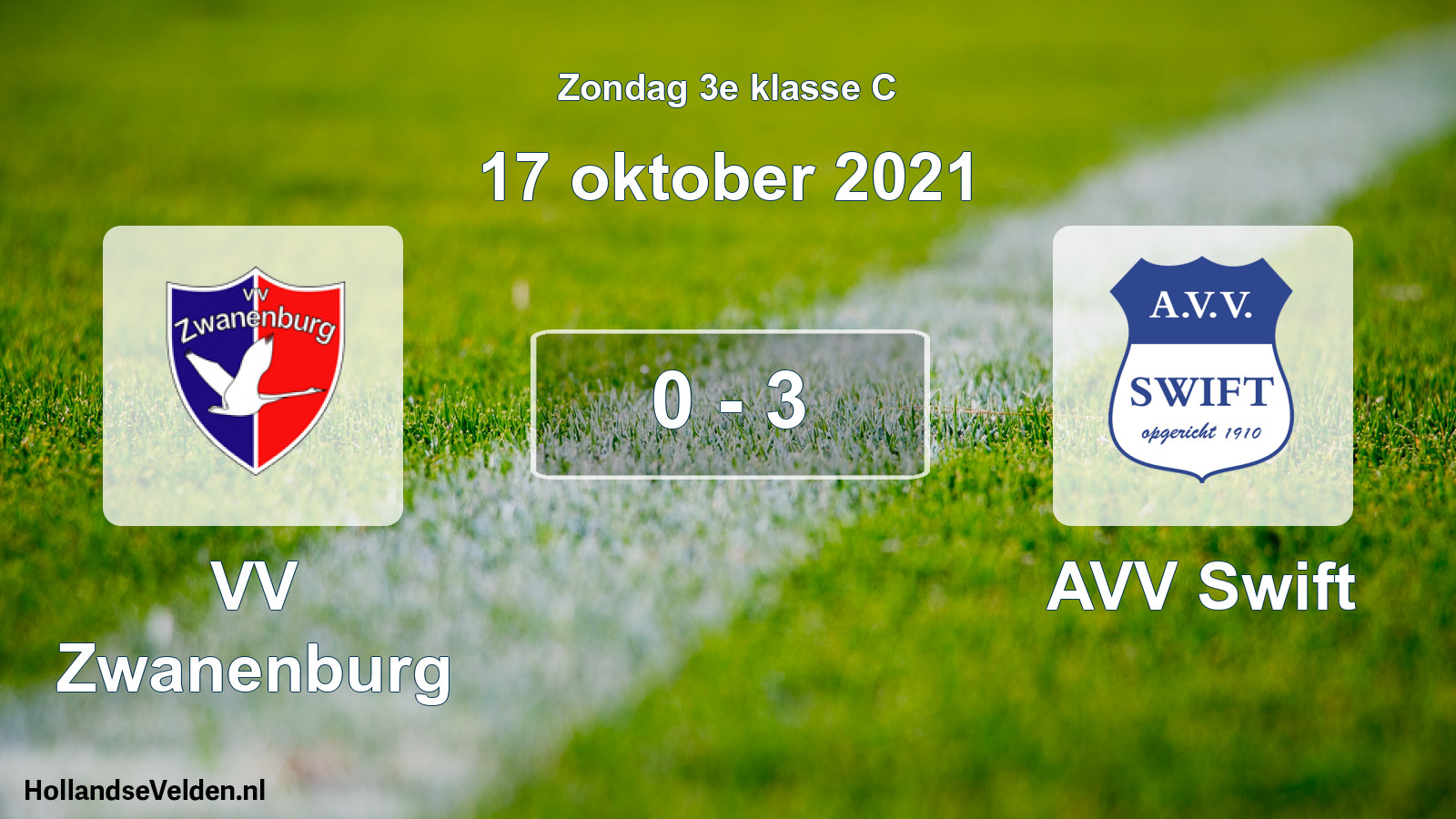 Gespeelde wedstrijd: VV Zwanenburg - AVV Swift 0 - 3 (17 oktober 2021)