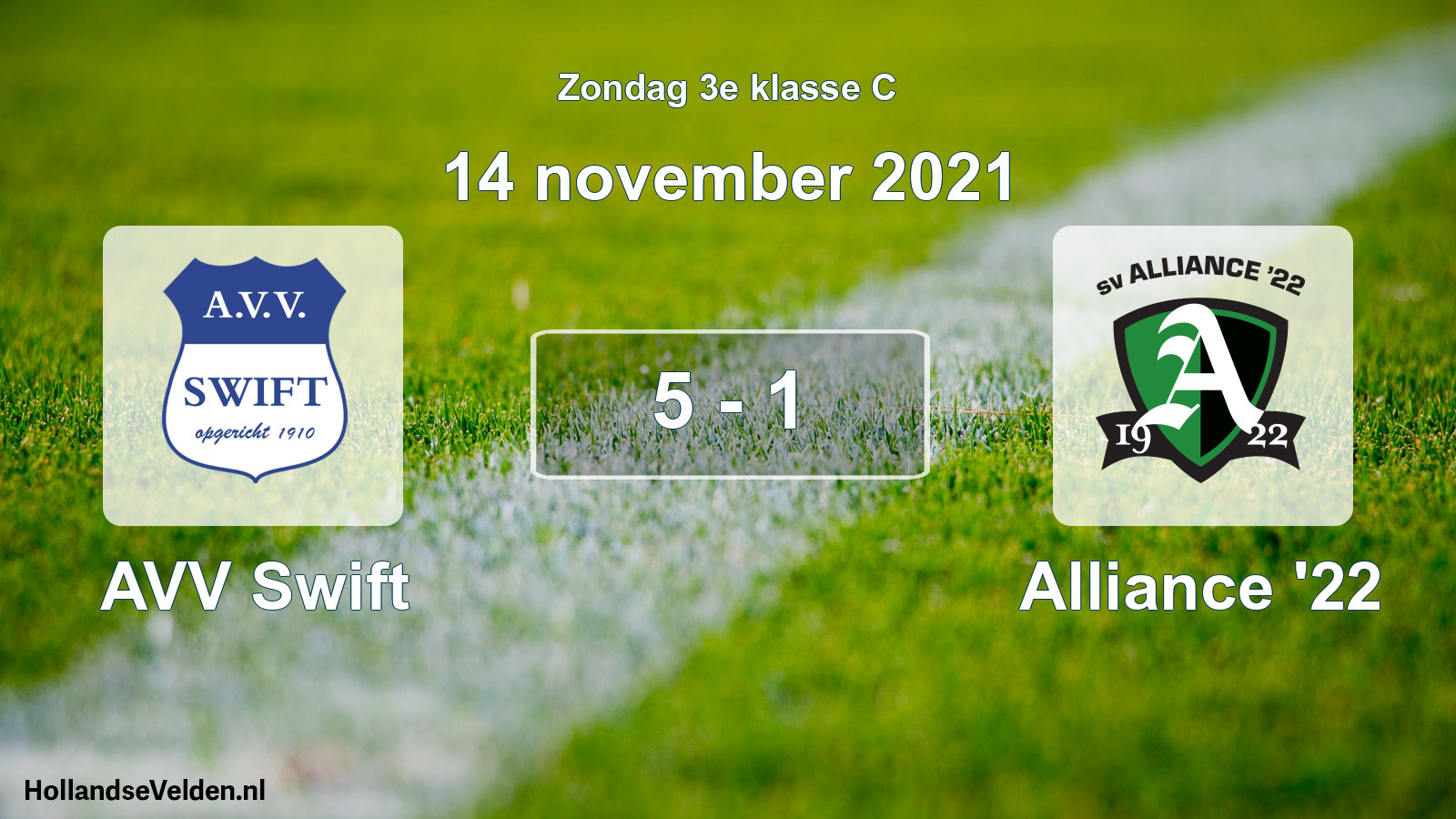 Total number of matches played: AVV Swift - Alliance '22 5 - 1 (14 November 2021)