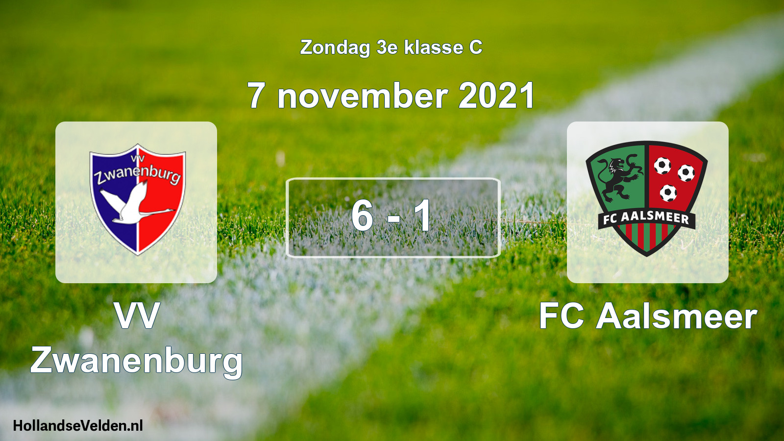 Total number of matches played: VV Zwanenburg - FC Aalsmeer 6 - 1 (7 November 2021)