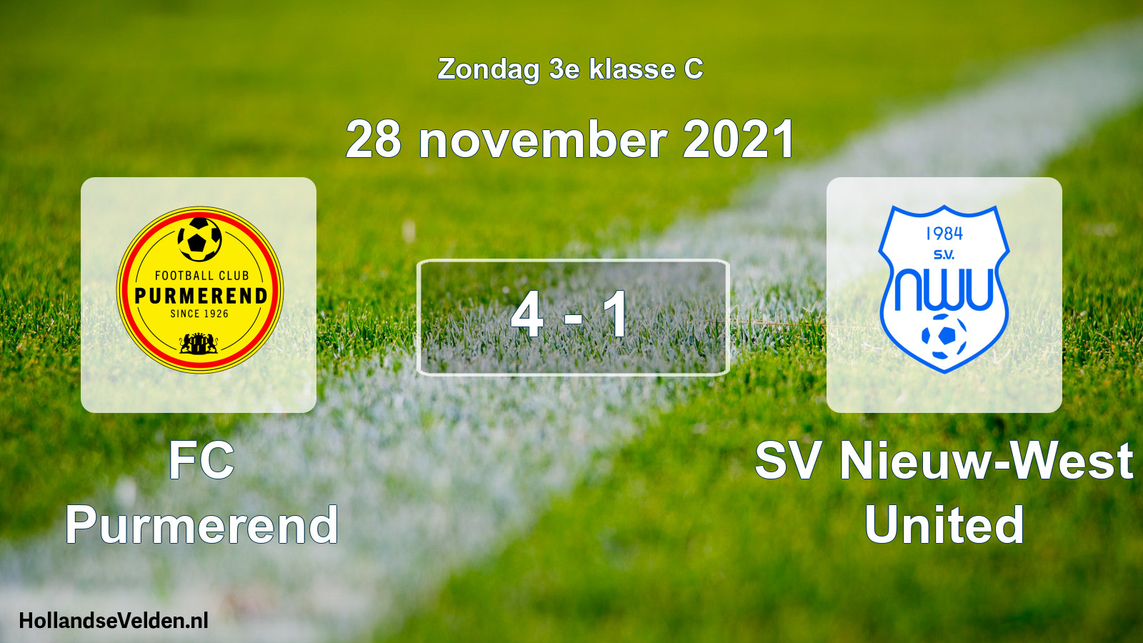 Total number of matches played: FC Purmerend - SV Nieuw-West United 4 - 1 (28 November 2021)