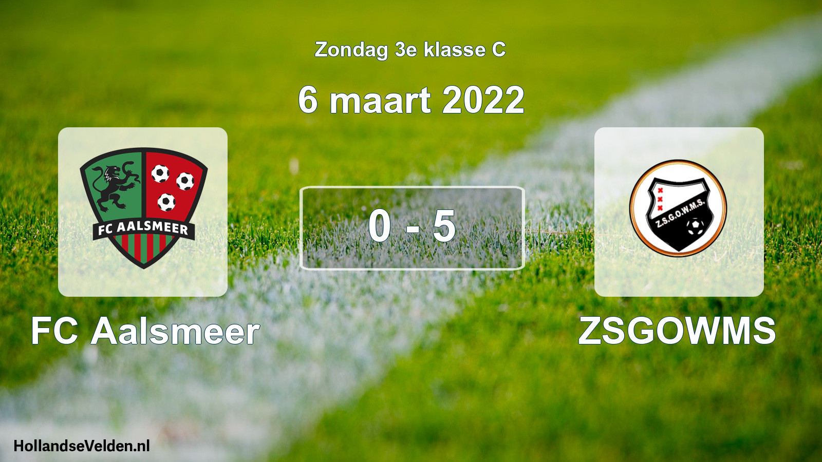 Total number of matches played: FC Aalsmeer - ZSGOWMS 0 - 5 (6 March 2022)