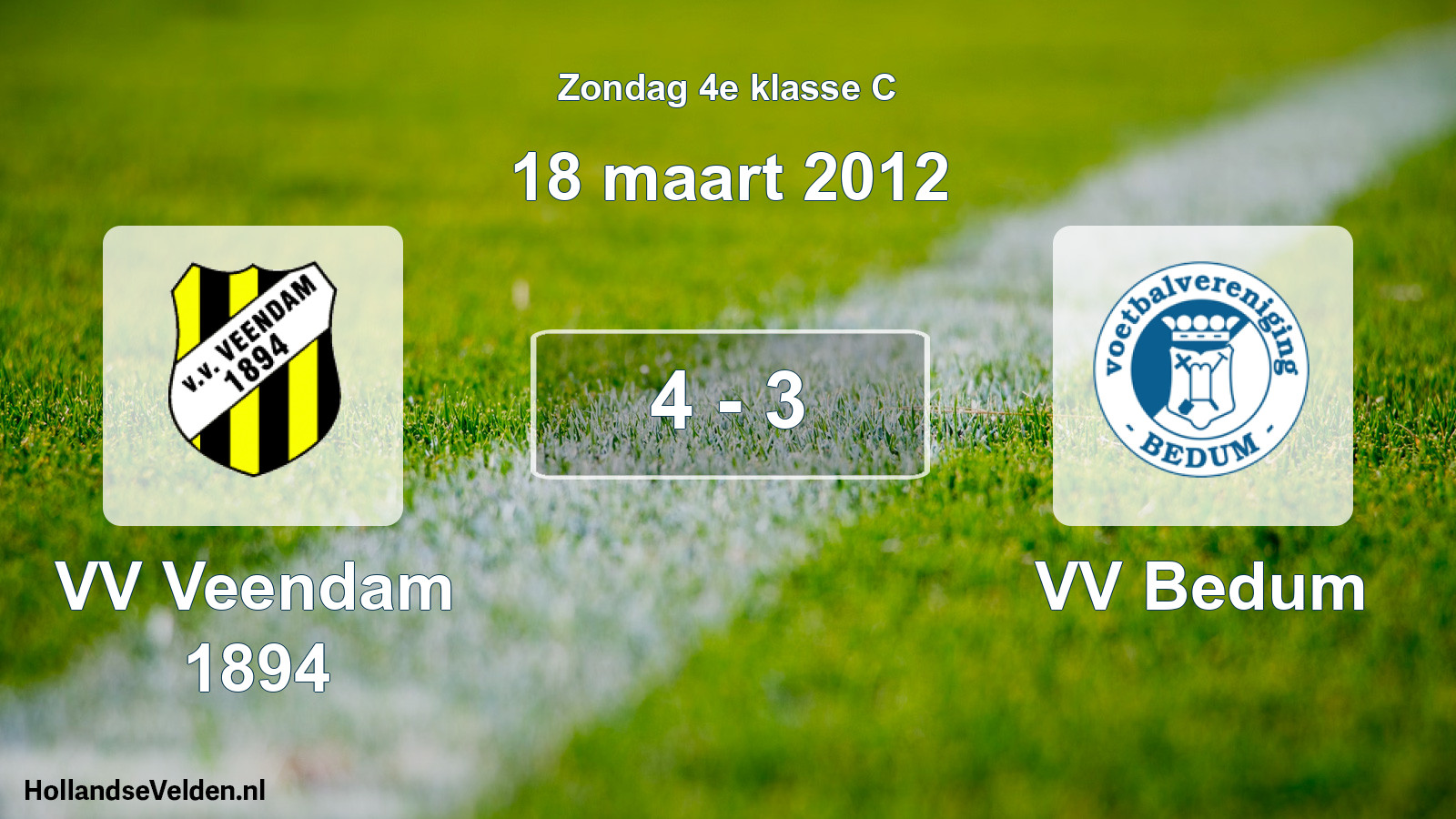 Total number of matches played: VV Veendam 1894 - VV Bedum 4 - 3 (18 March 2012)