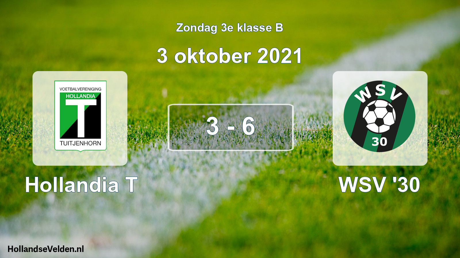 Total number of matches played: Hollandia T - WSV '30 3 - 6 (3 October 2021)