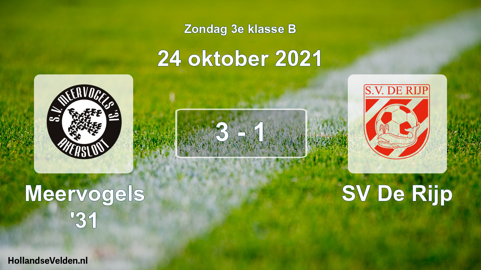 Total number of matches played: Meervogels '31 - SV De Rijp 3 - 1 (24 October 2021)