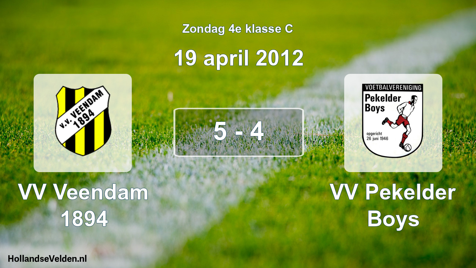 Total number of matches played: VV Veendam 1894 - VV Pekelder Boys 5 - 4 (19 April 2012)