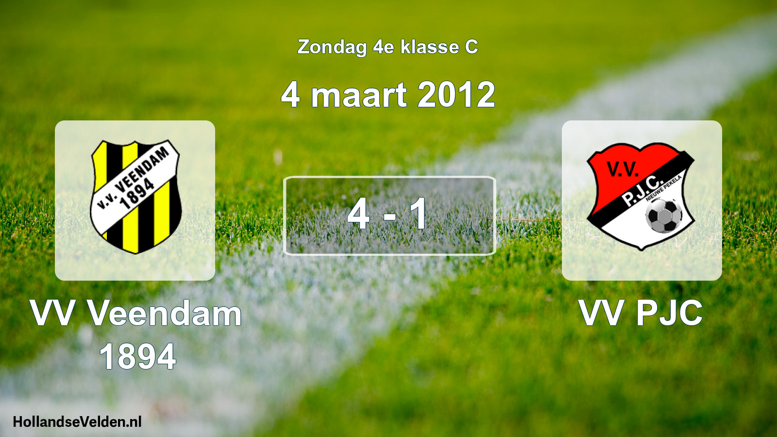 Total number of matches played: VV Veendam 1894 - VV PJC 4 - 1 (4 March 2012)