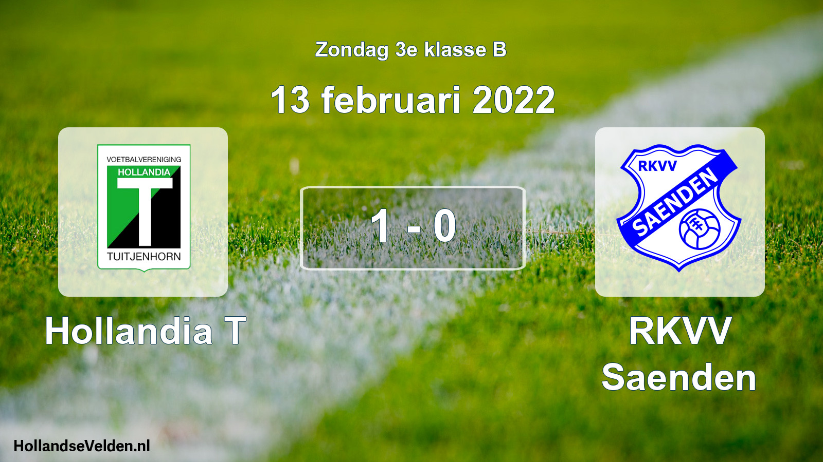 Total number of matches played: Hollandia T - RKVV Saenden 1 - 0 (13 February 2022)
