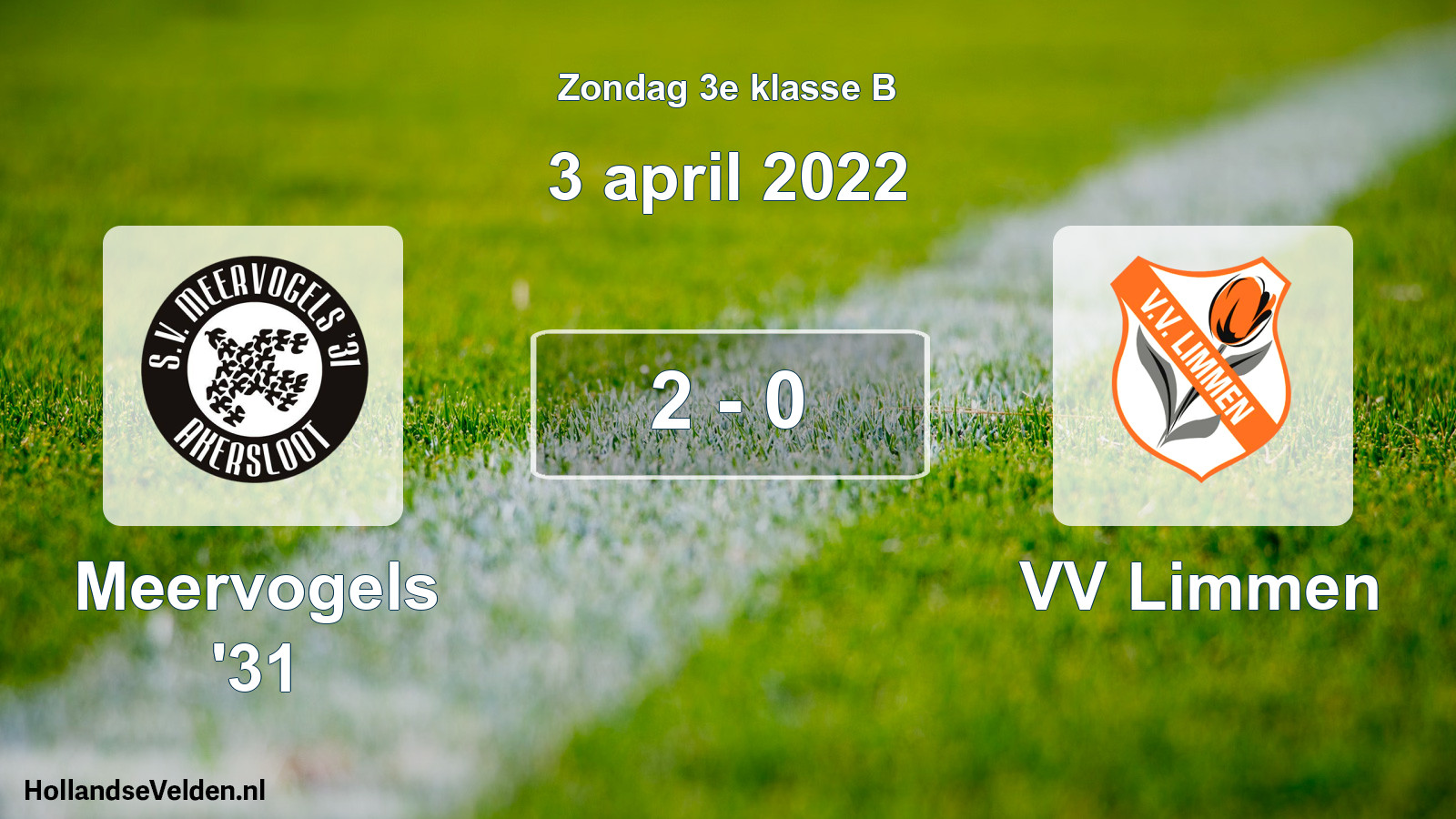 Total number of matches played: Meervogels '31 - VV Limmen 2 - 0 (3 April 2022)