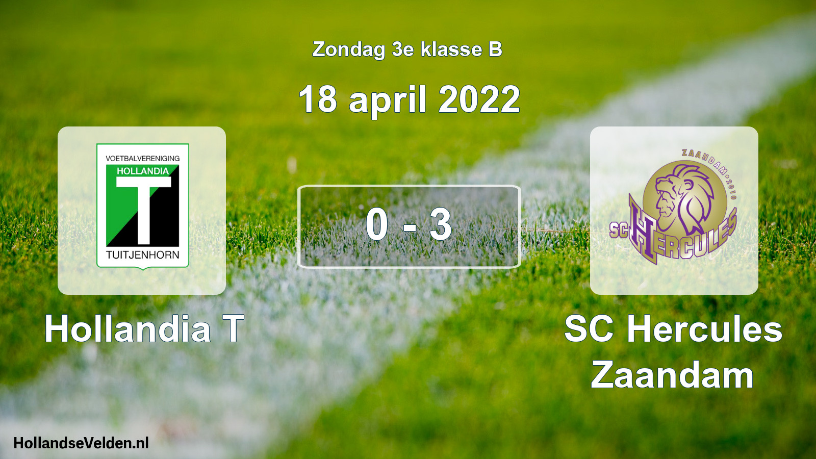 Total number of matches played: Hollandia T - SC Hercules Zaandam 0 - 3 (18 April 2022)