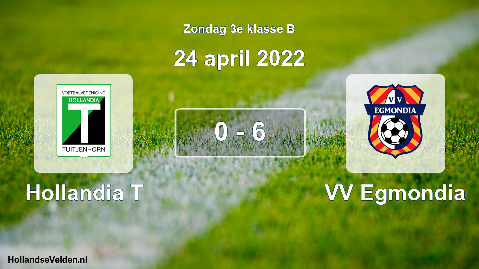 Total number of matches played: Hollandia T - VV Egmondia 0 - 6 (24 April 2022)