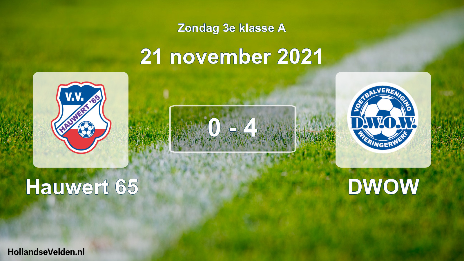 Total number of matches played: Hauwert 65 - DWOW 0 - 4 (21 November 2021)