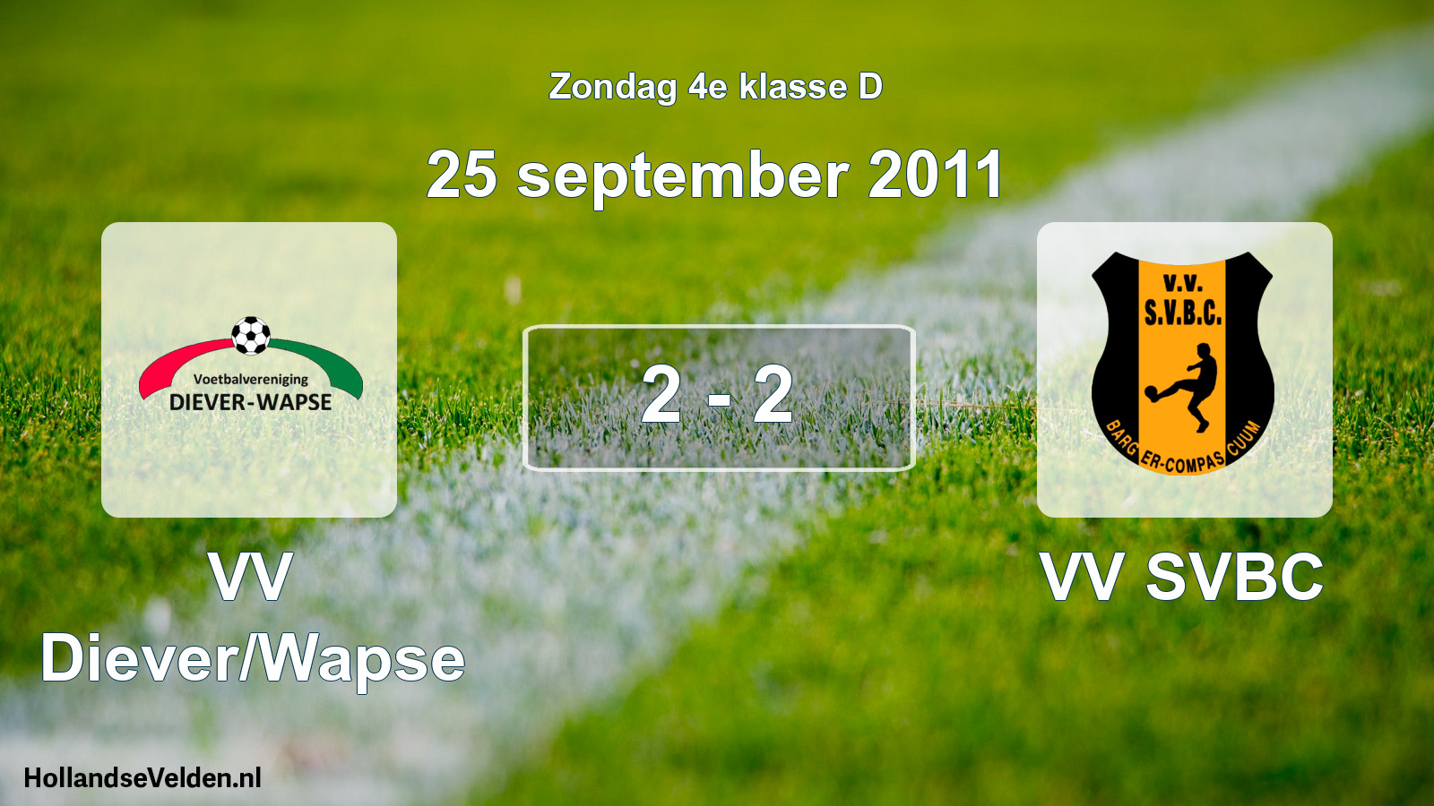 Total number of matches played: VV Diever/Wapse - VV SVBC 2 - 2 (25 September 2011)