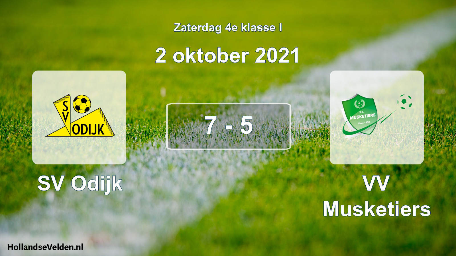 Total number of matches played: SV Odijk - VV Musketiers 7 - 5 (2 October 2021)