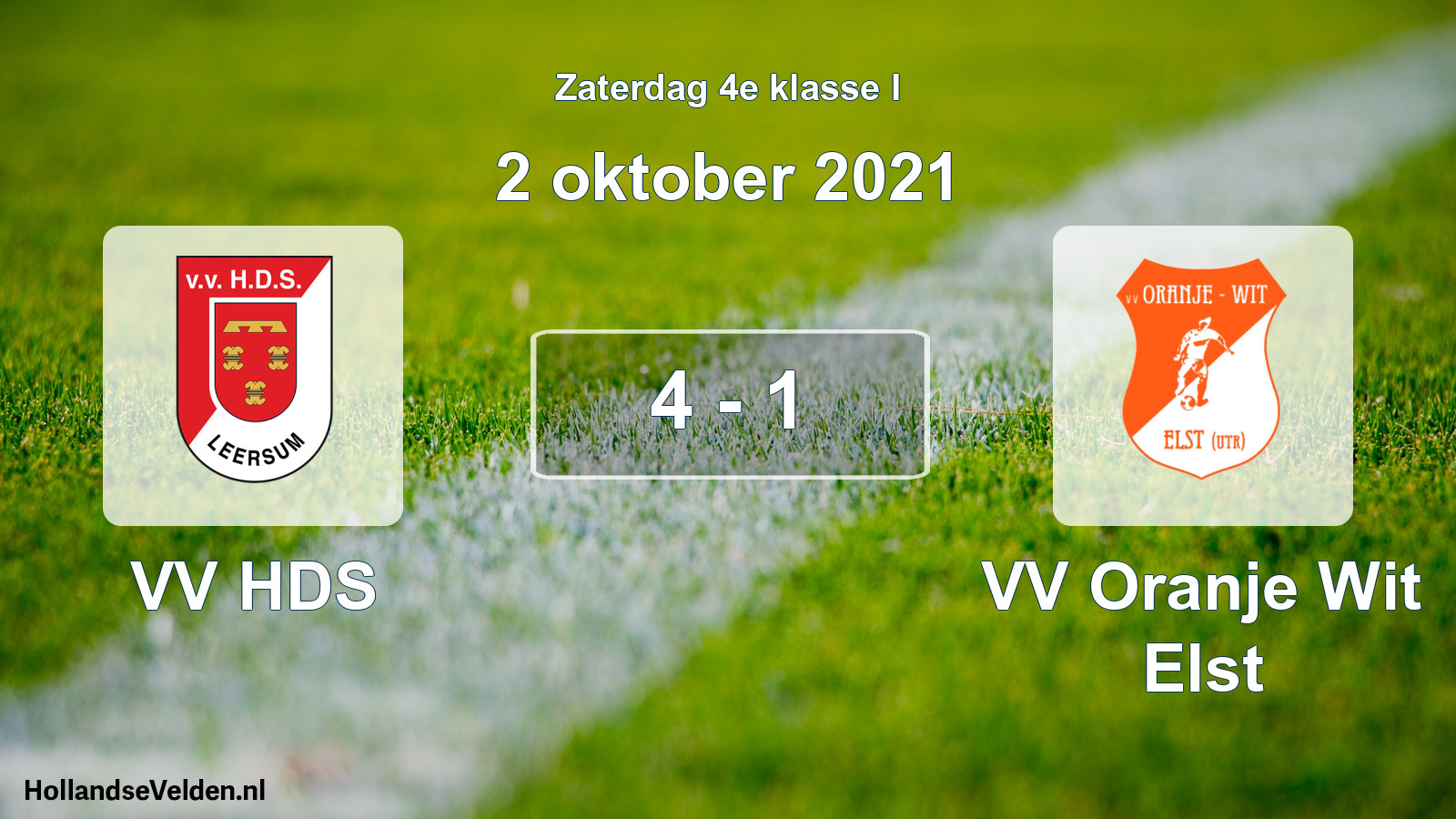 Total number of matches played: VV HDS - VV Oranje Wit Elst 4 - 1 (2 October 2021)