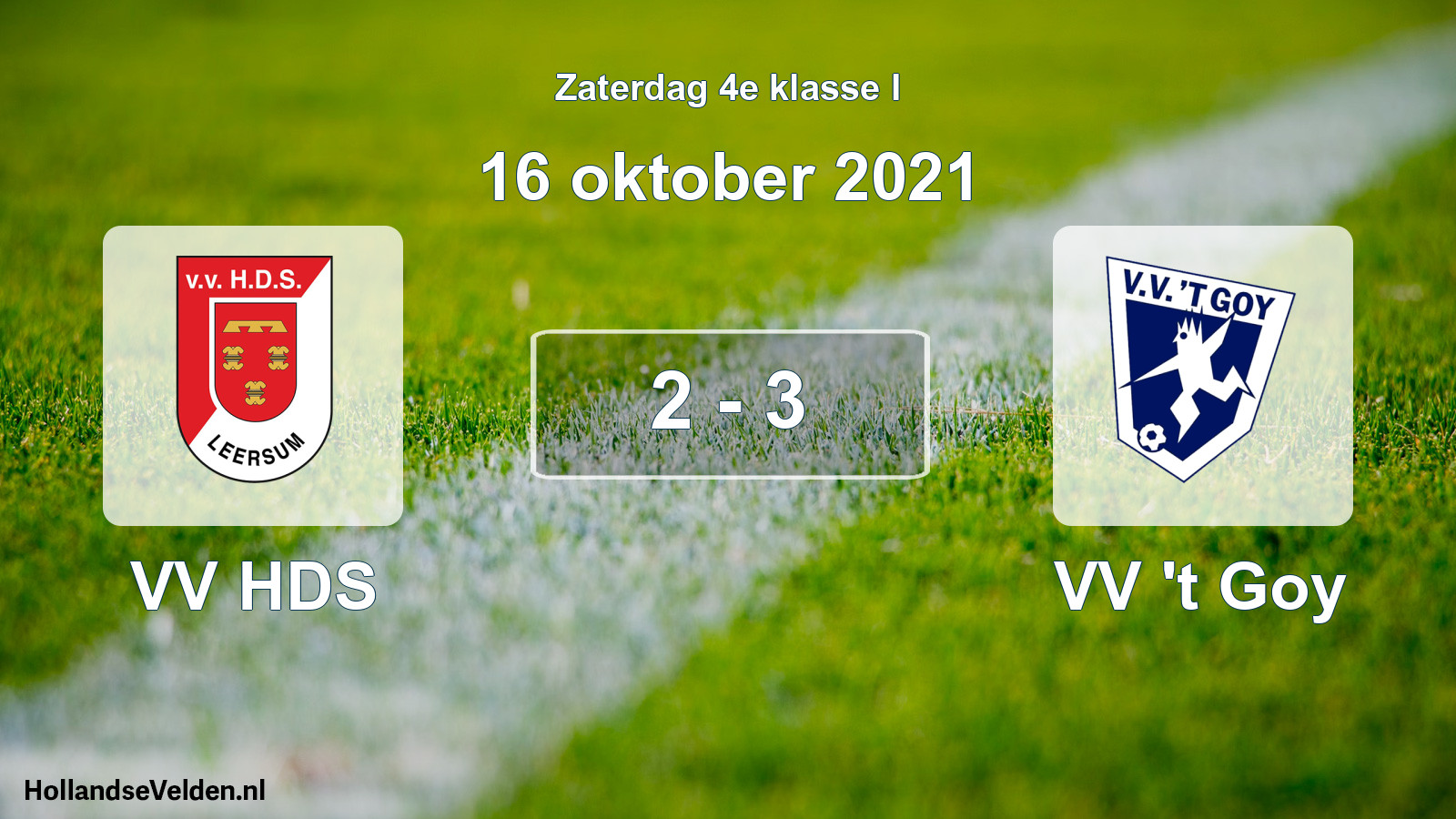 Total number of matches played: VV HDS - VV 't Goy 2 - 3 (16 October 2021)