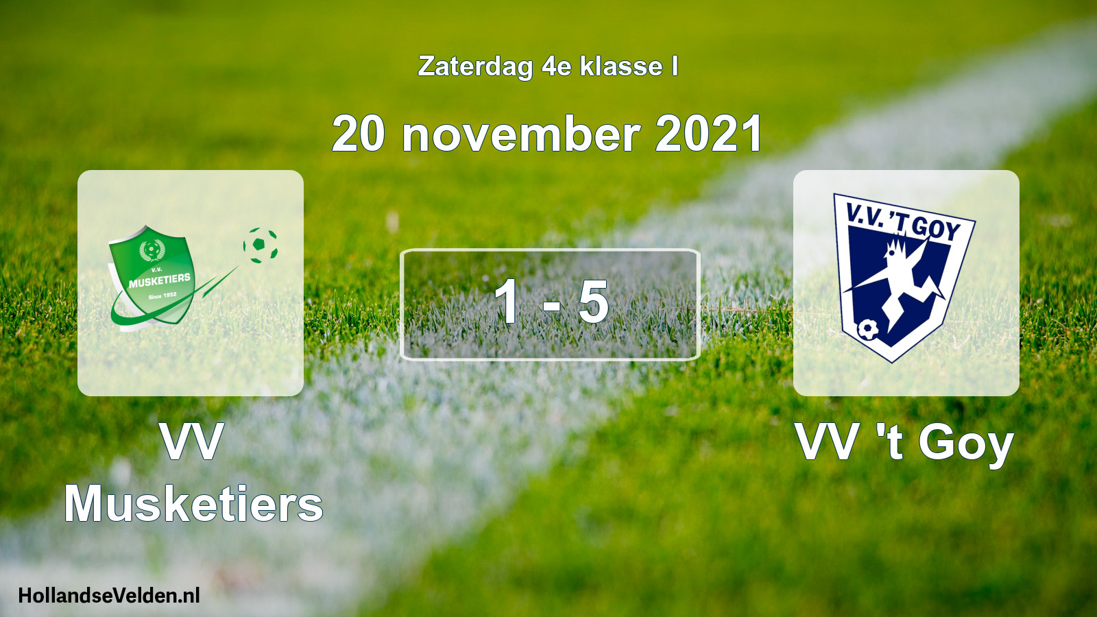 Total number of matches played: VV Musketiers - VV 't Goy 1 - 5 (20 November 2021)