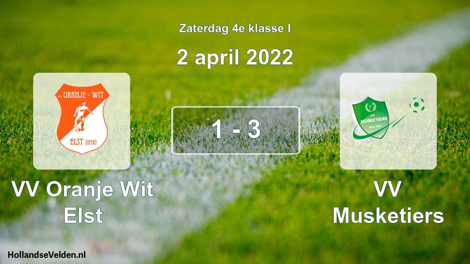 Total number of matches played: VV Oranje Wit Elst - VV Musketiers 1 - 3 (2 April 2022)