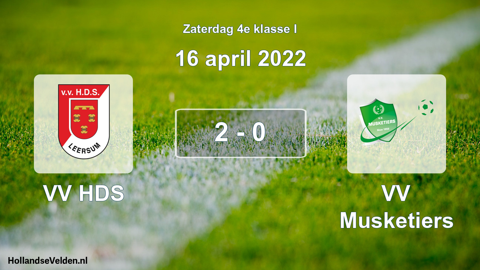 Total number of matches played: VV HDS - VV Musketiers 2 - 0 (16 April 2022)