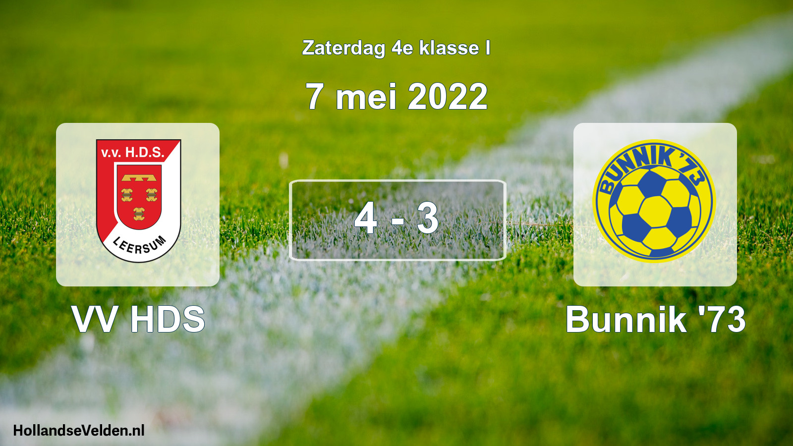 Total number of matches played: VV HDS - Bunnik '73 4 - 3 (7 May 2022)