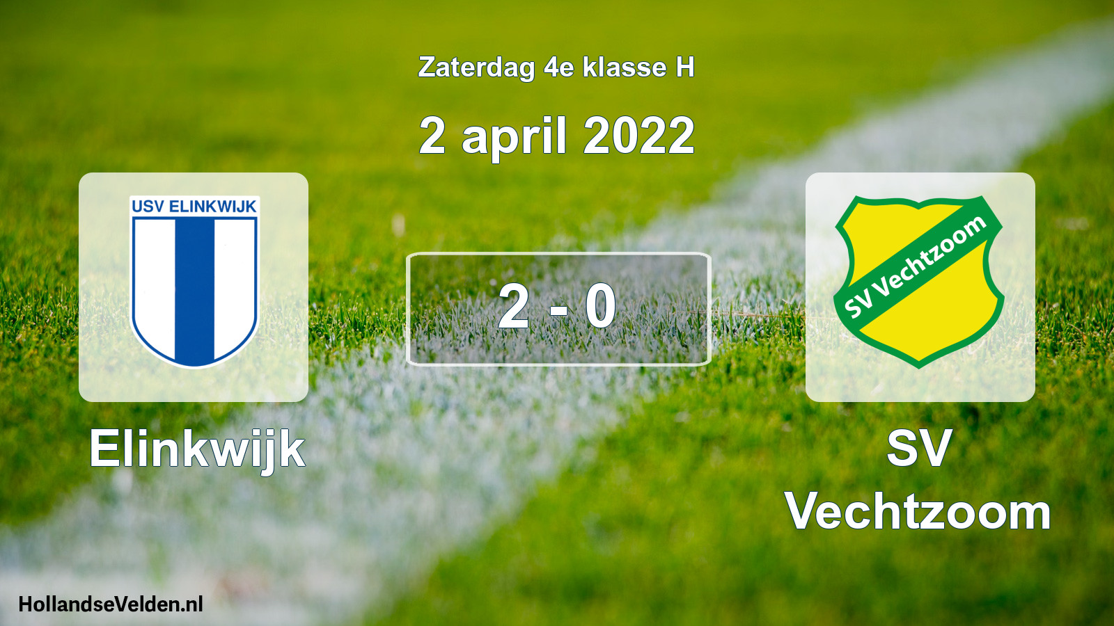 Total number of matches played: Elinkwijk - SV Vechtzoom 2 - 0 (2 April 2022)