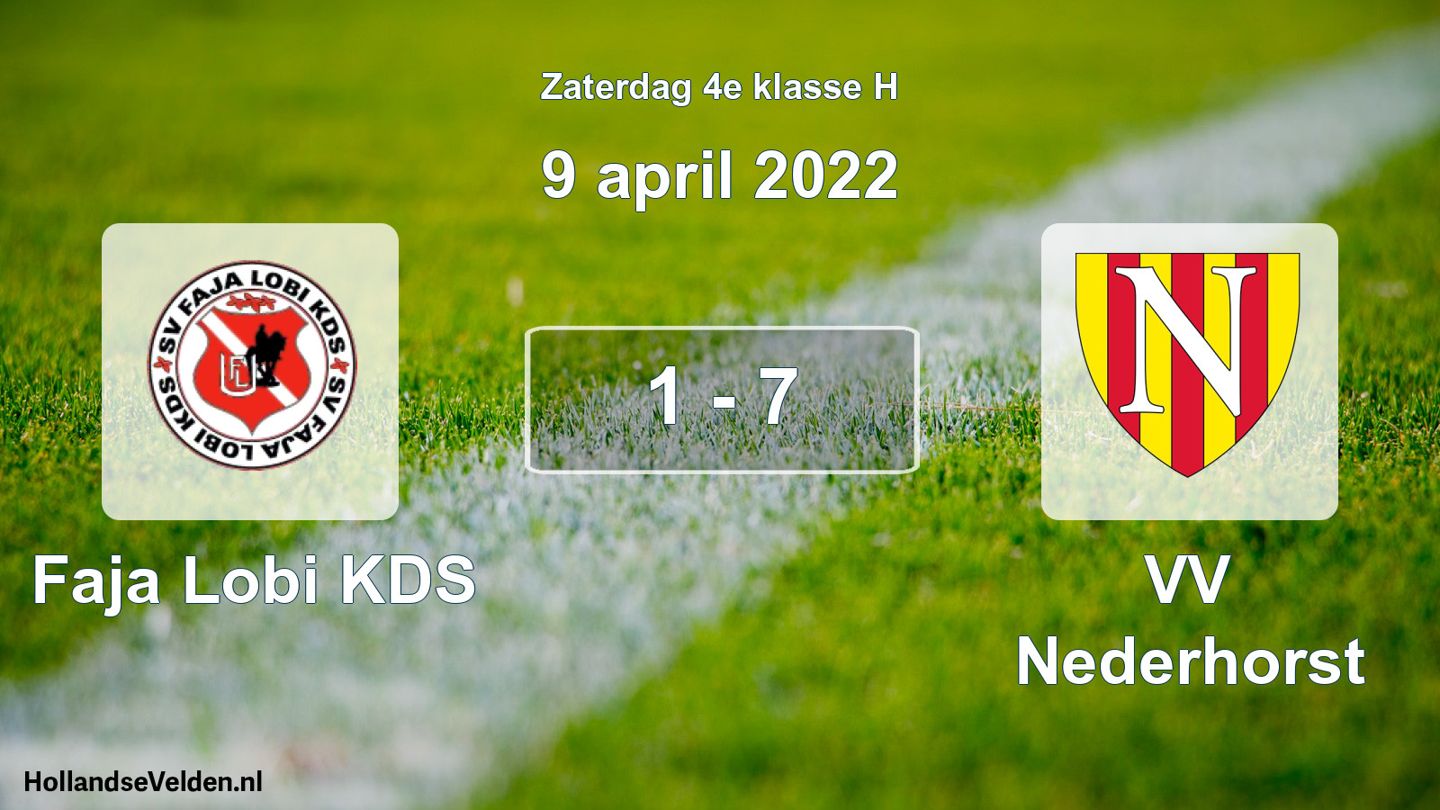 Total number of matches played: Faja Lobi KDS - VV Nederhorst 1 - 7 (9 April 2022)