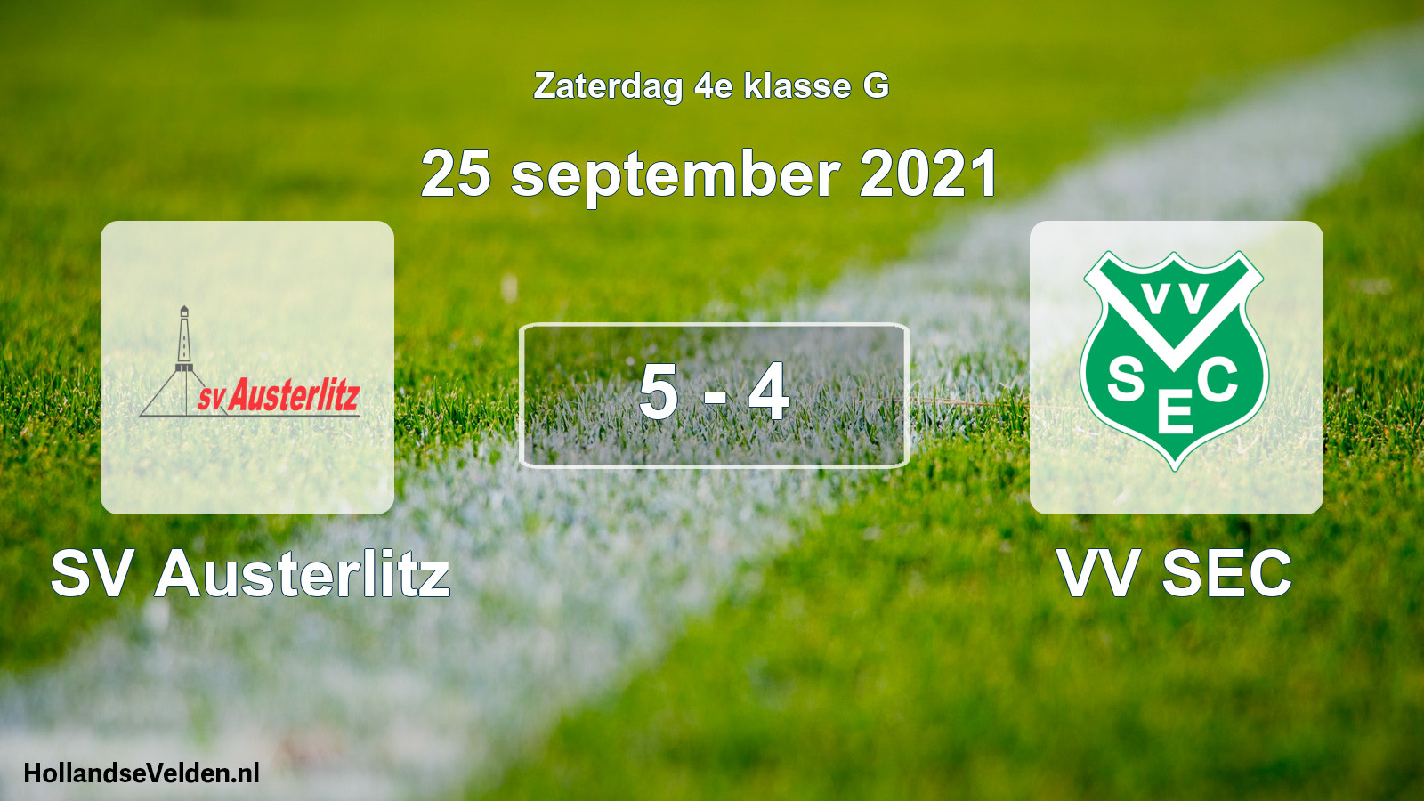Total number of matches played: SV Austerlitz - VV SEC 5 - 4 (25 September 2021)
