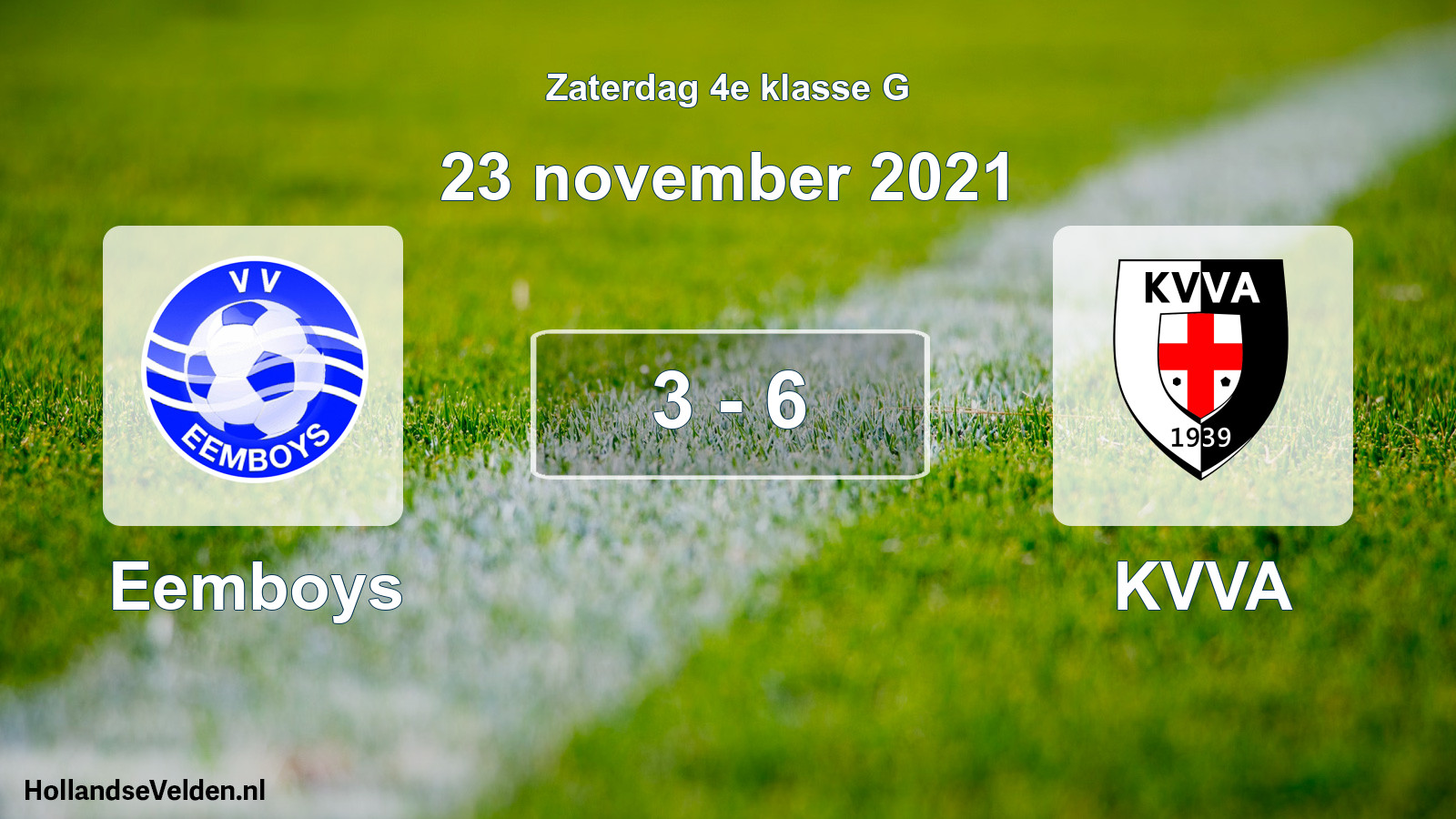 Total number of matches played: Eemboys - KVVA 3 - 6 (23 November 2021)