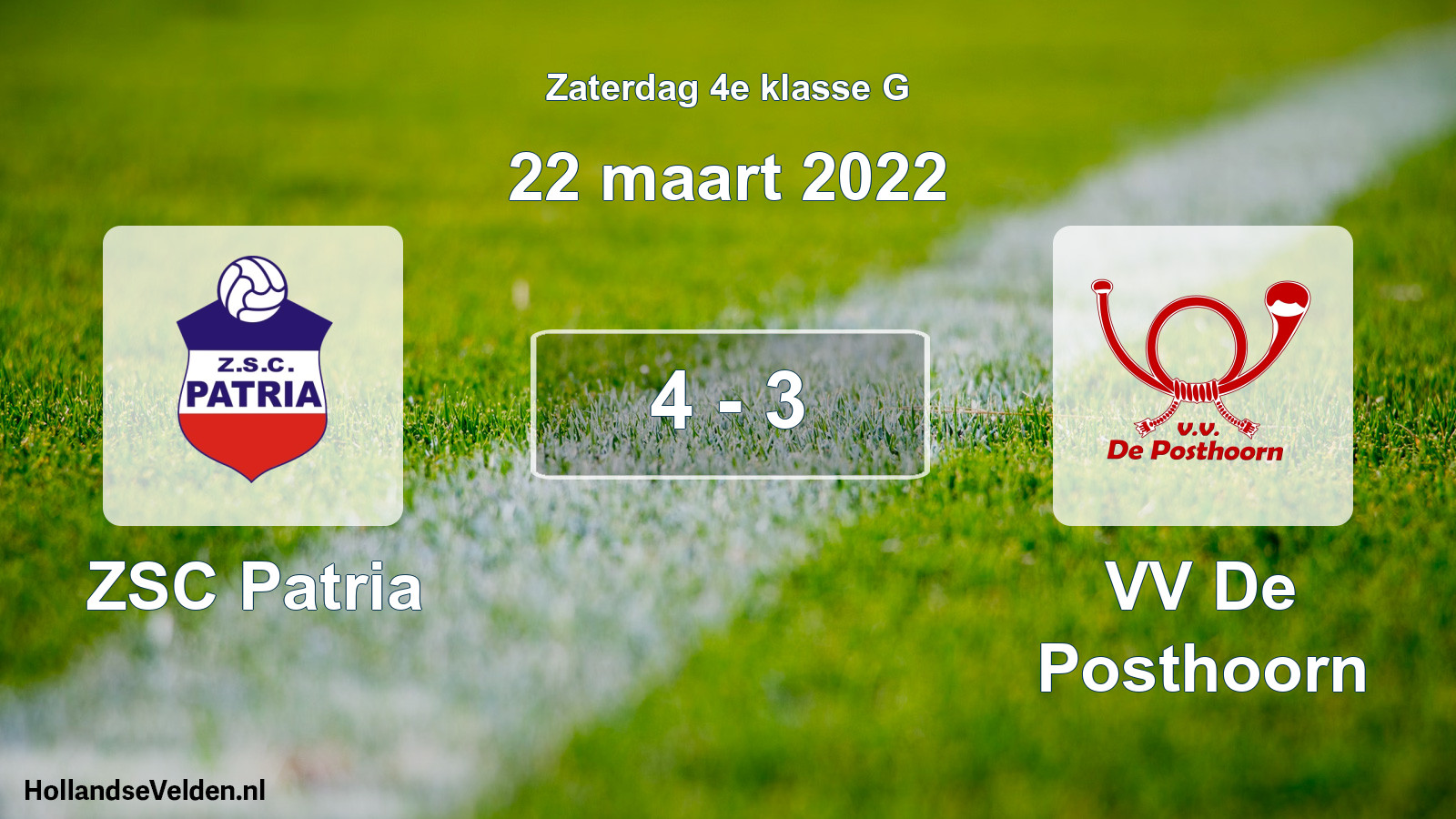 Total number of matches played: ZSC Patria - VV De Posthoorn 4 - 3 (22 March 2022)