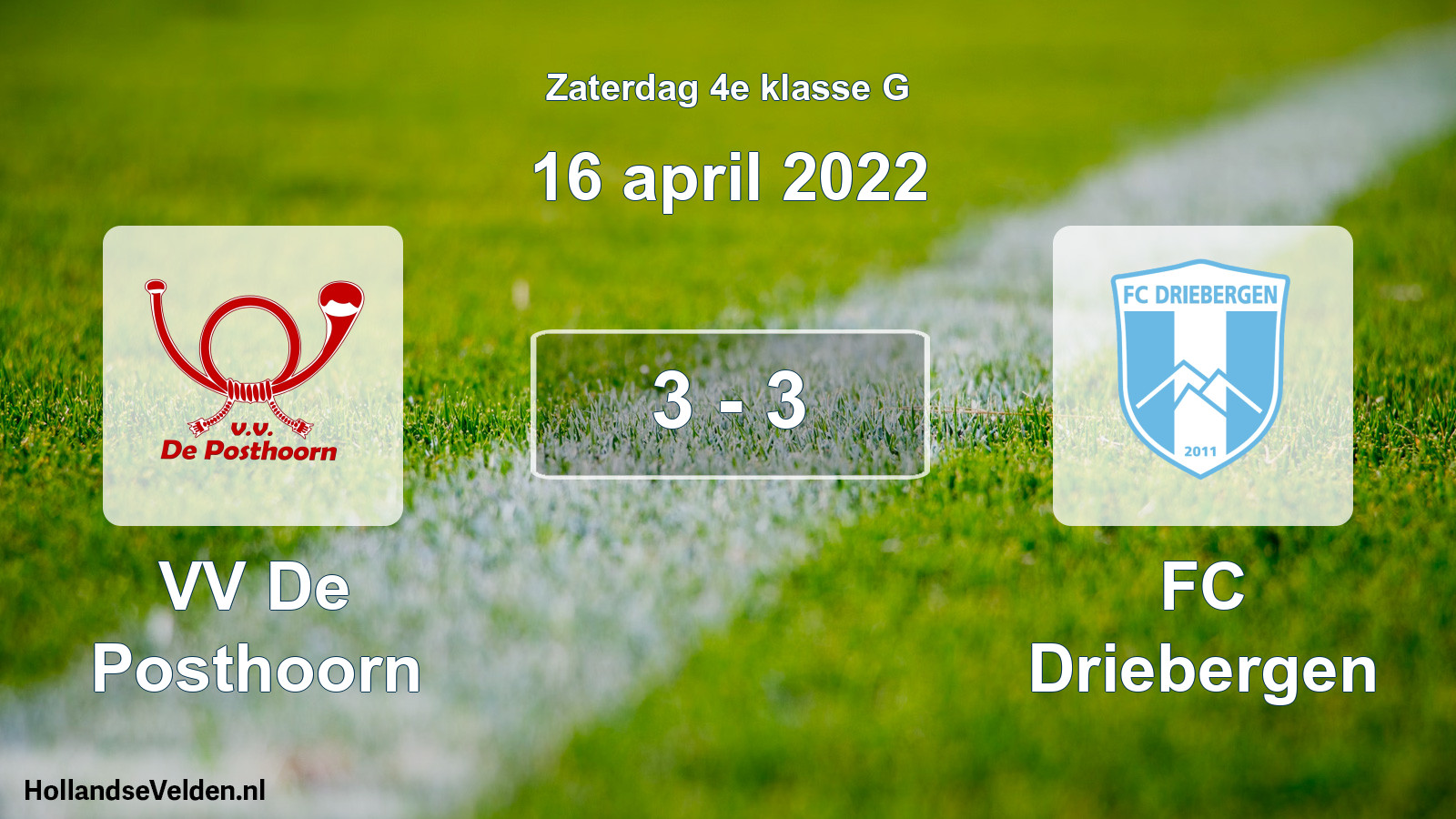 Total number of matches played: VV De Posthoorn - FC Driebergen 3 - 3 (16 April 2022)