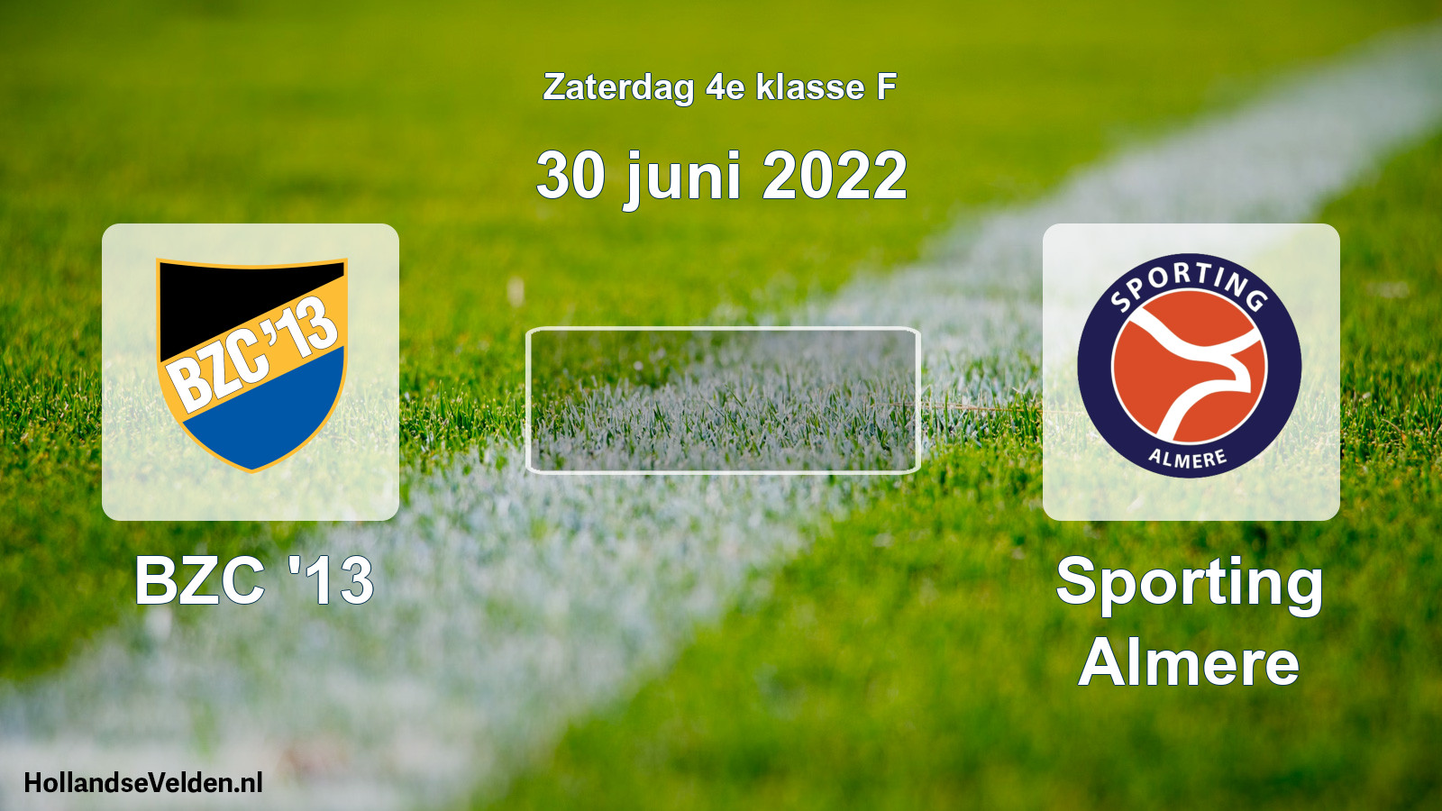 Geplande wedstrijd: BZC '13 - Sporting Almere (30 juni 2022)