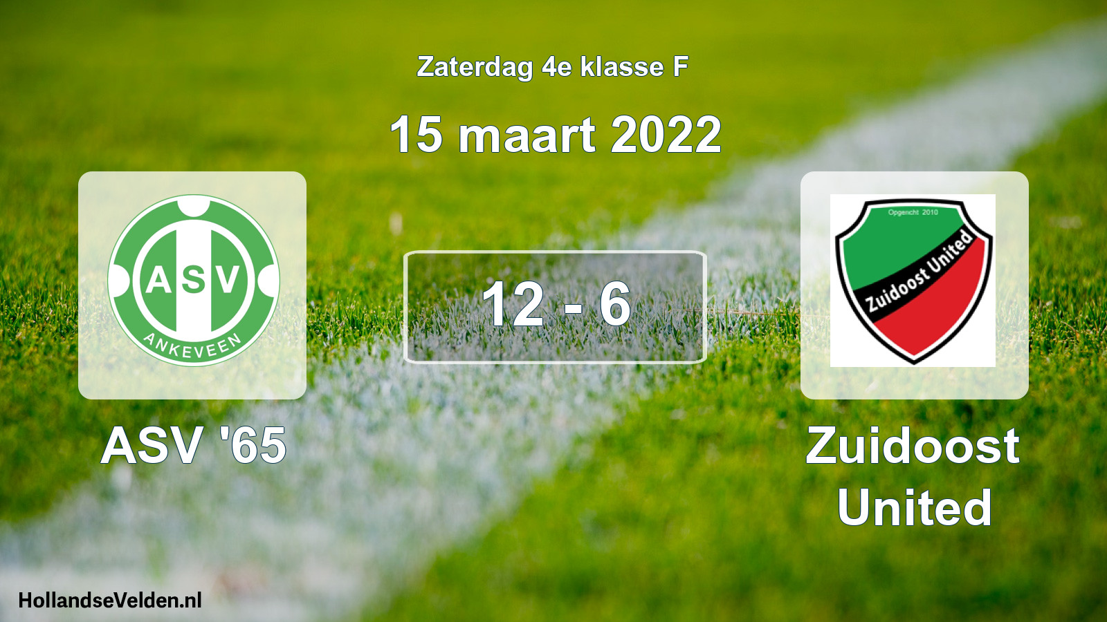 Total number of matches played: ASV '65 - Zuidoost United 12 - 6 (15 March 2022)