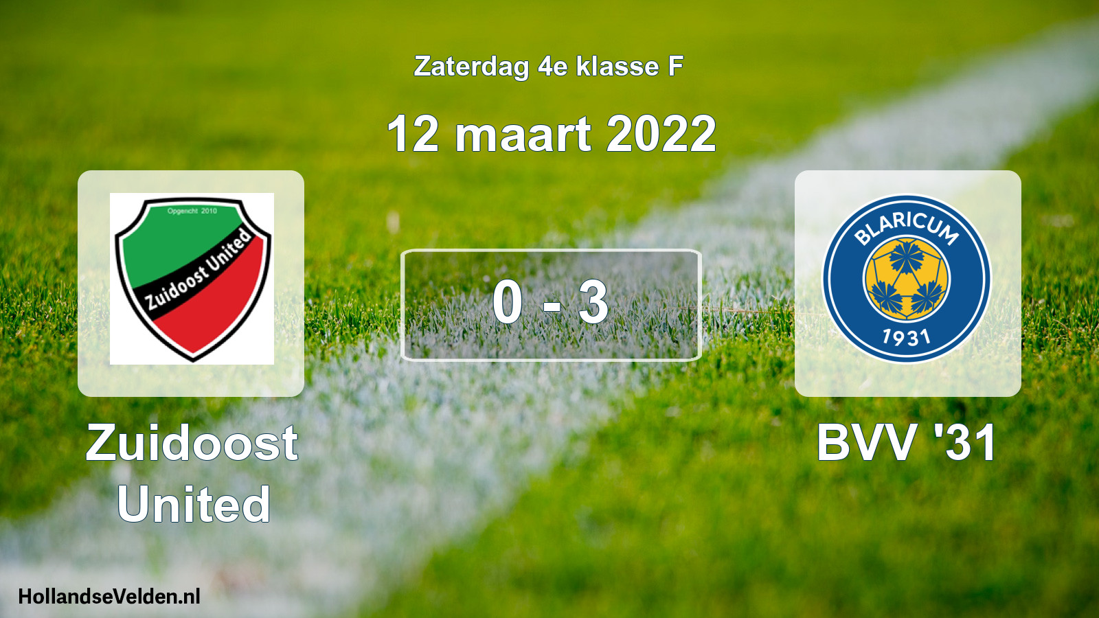 Total number of matches played: Zuidoost United - BVV '31 0 - 3 (12 March 2022)