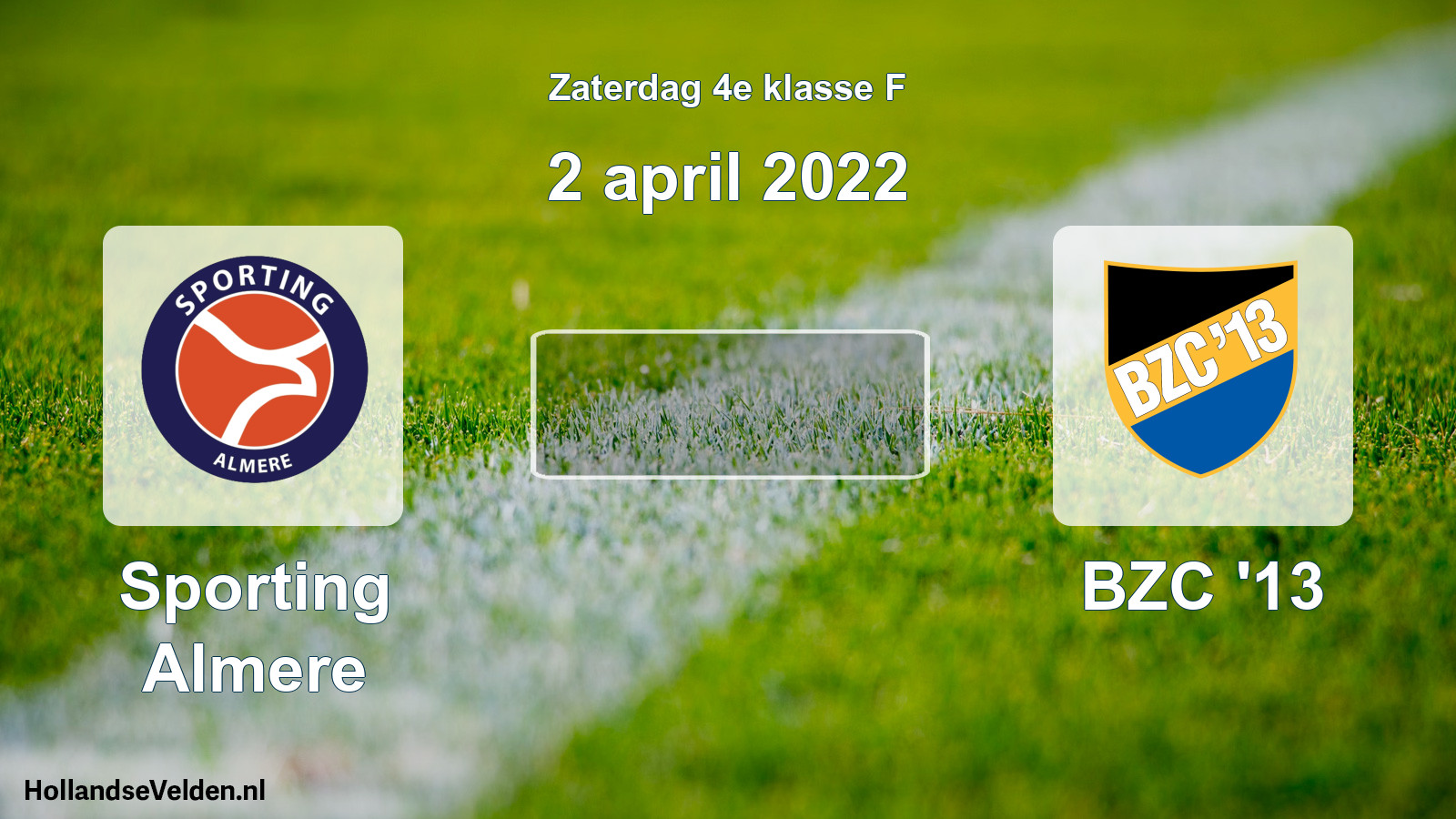 Geplande wedstrijd: Sporting Almere - BZC '13 (2 april 2022)