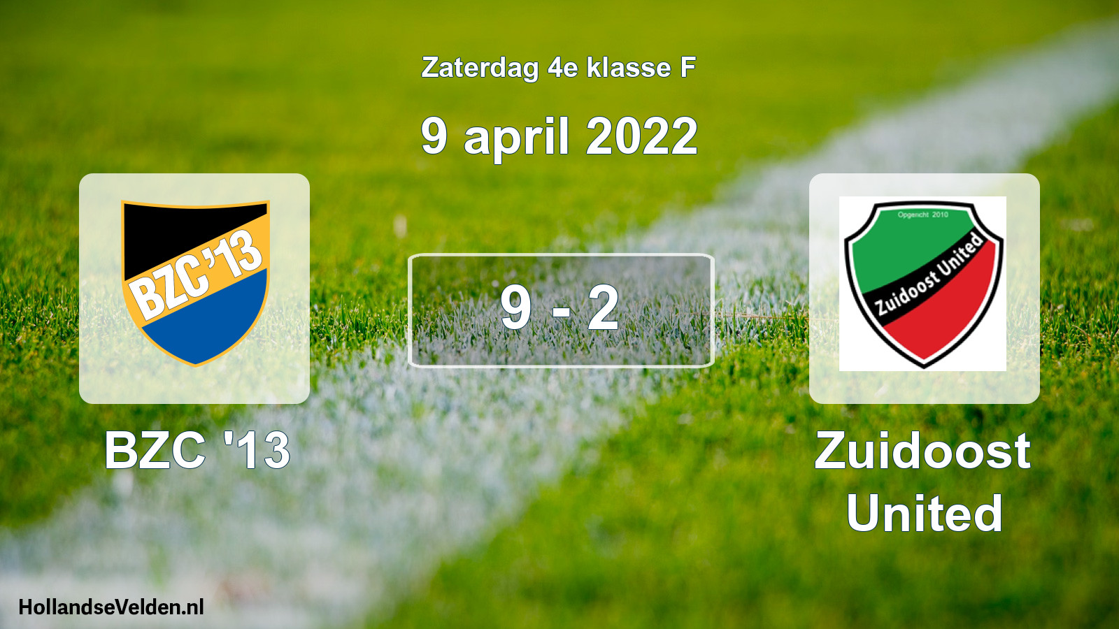 Total number of matches played: BZC '13 - Zuidoost United 9 - 2 (9 April 2022)