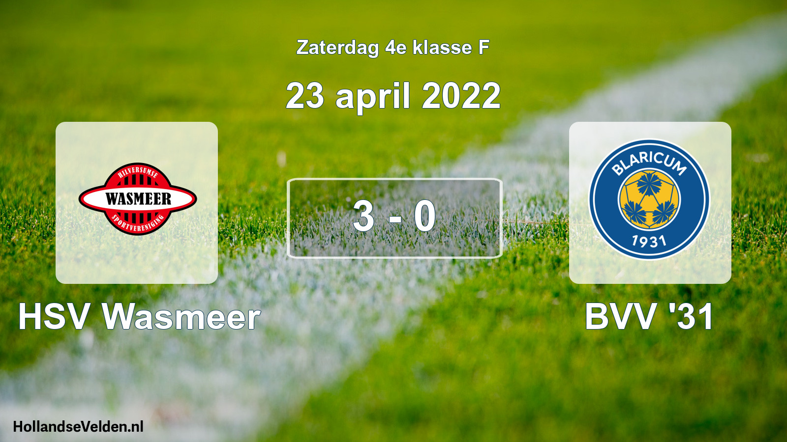 Total number of matches played: HSV Wasmeer - BVV '31 3 - 0 (23 April 2022)