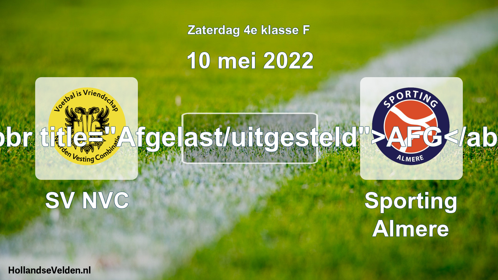 Scheduled Match: SV NVC - Sporting Almere (10 May 2022)