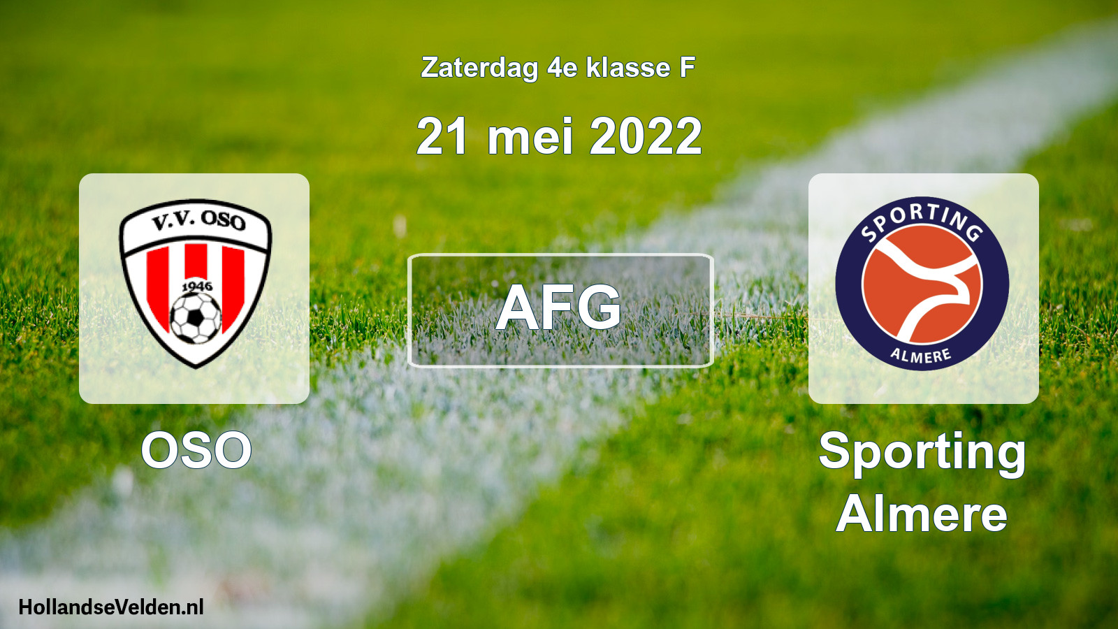 Geplande wedstrijd: OSO - Sporting Almere (21 mei 2022)