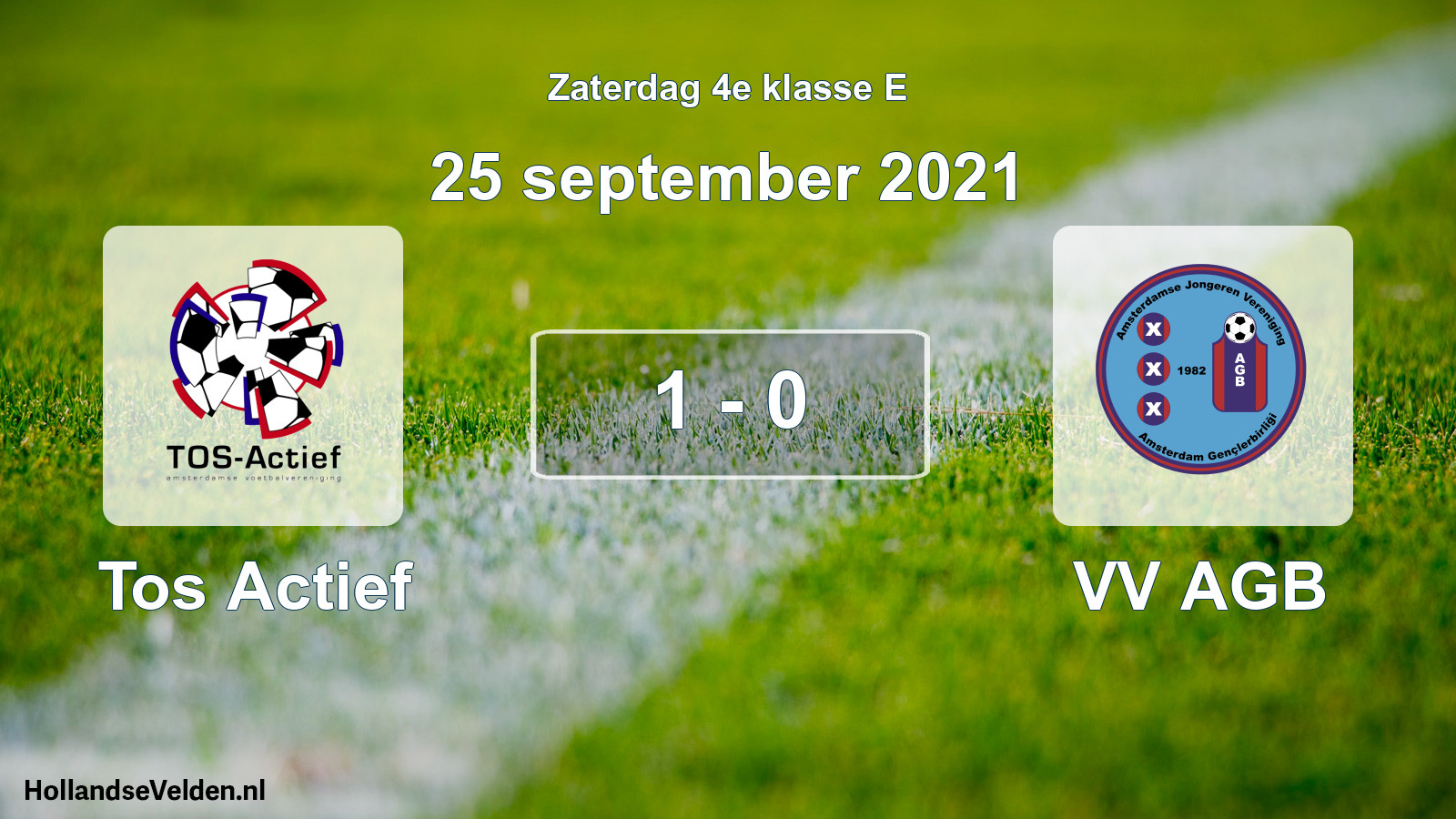 Total number of matches played: Tos Actief - VV AGB 1 - 0 (25 September 2021)