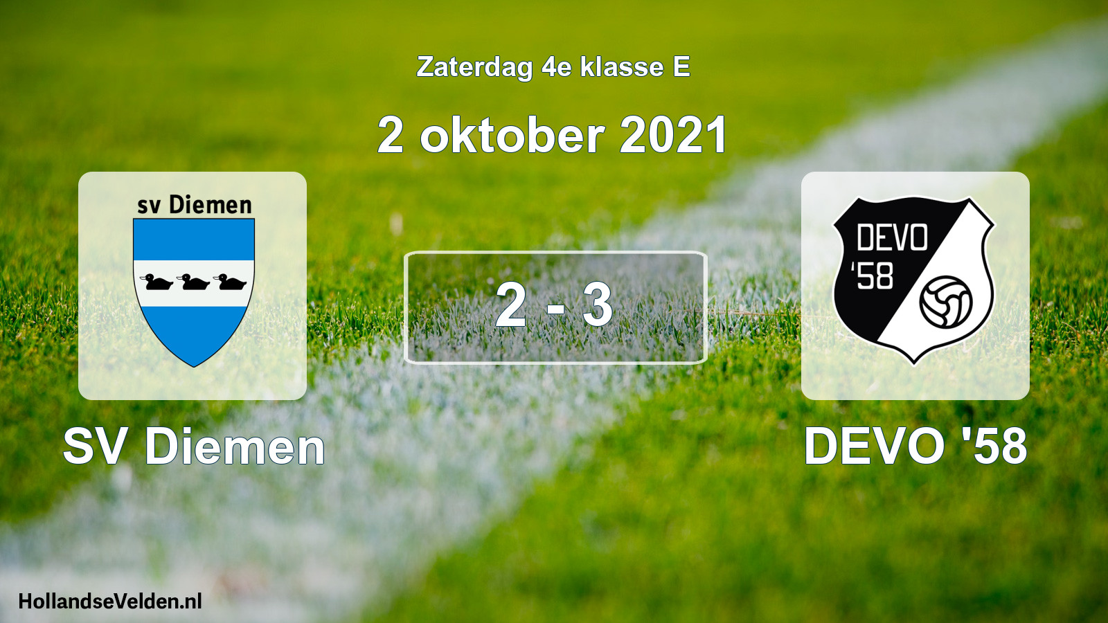 Total number of matches played: SV Diemen - DEVO '58 2 - 3 (2 October 2021)