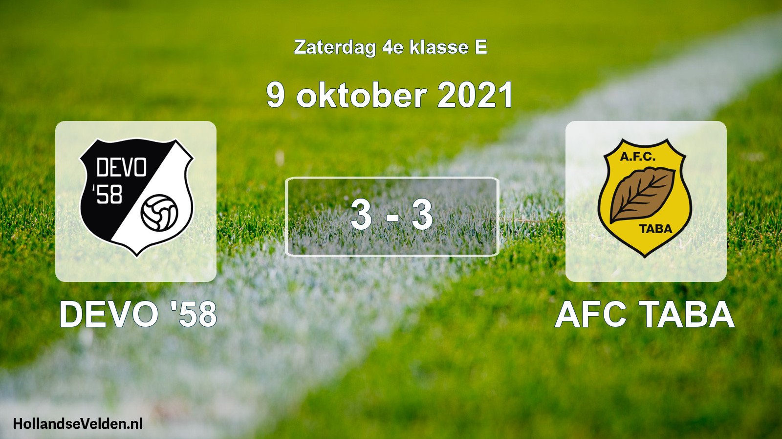 Total number of matches played: DEVO '58 - AFC TABA 3 - 3 (9 October 2021)