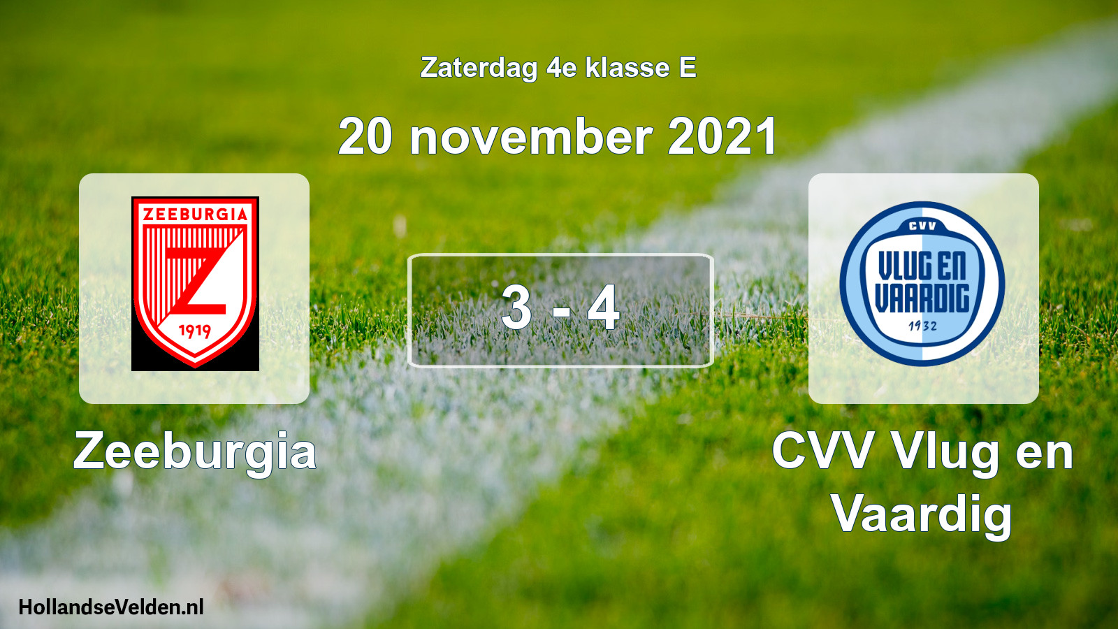 Total number of matches played: Zeeburgia - CVV Vlug en Vaardig 3 - 4 (20 November 2021)