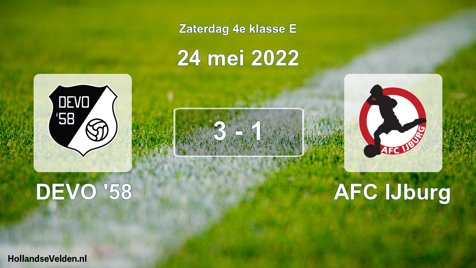 Total number of matches played: DEVO '58 - AFC IJburg 3 - 1 (24 May 2022)