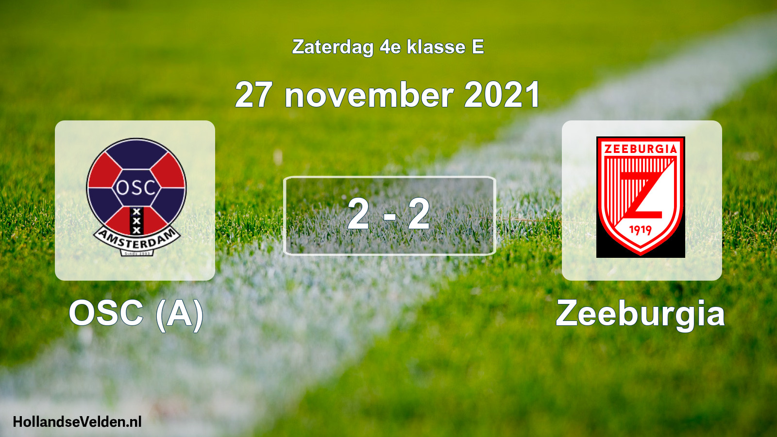 Total number of matches played: OSC (A) - Zeeburgia 2 - 2 (27 November 2021)