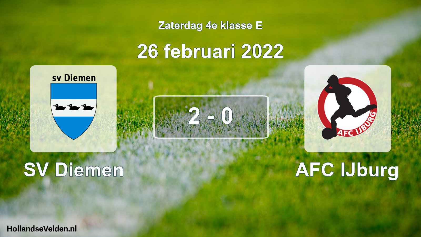 Total number of matches played: SV Diemen - AFC IJburg 2 - 0 (26 February 2022)