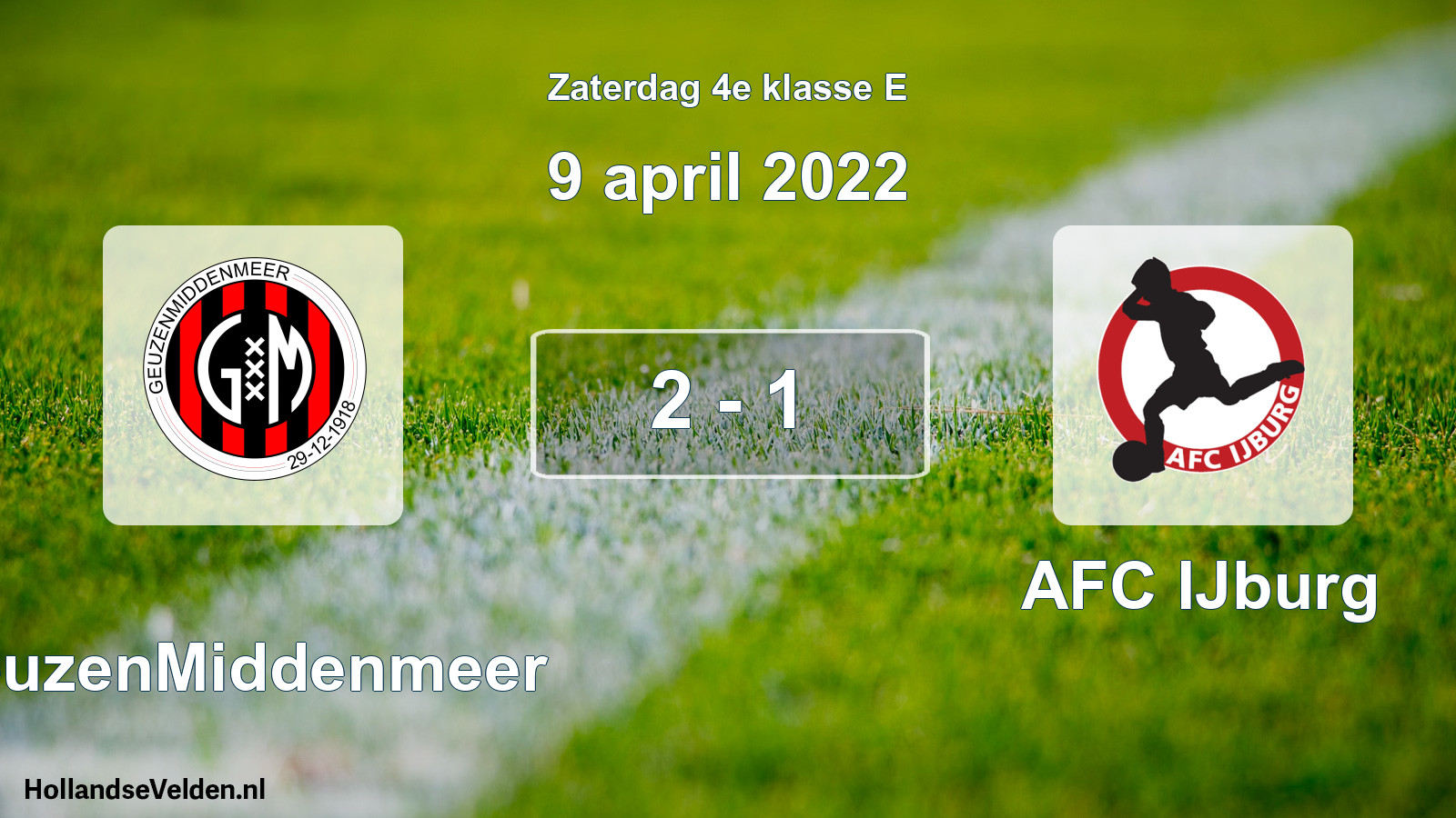Total number of matches played: GeuzenMiddenmeer - AFC IJburg 2 - 1 (9 April 2022)